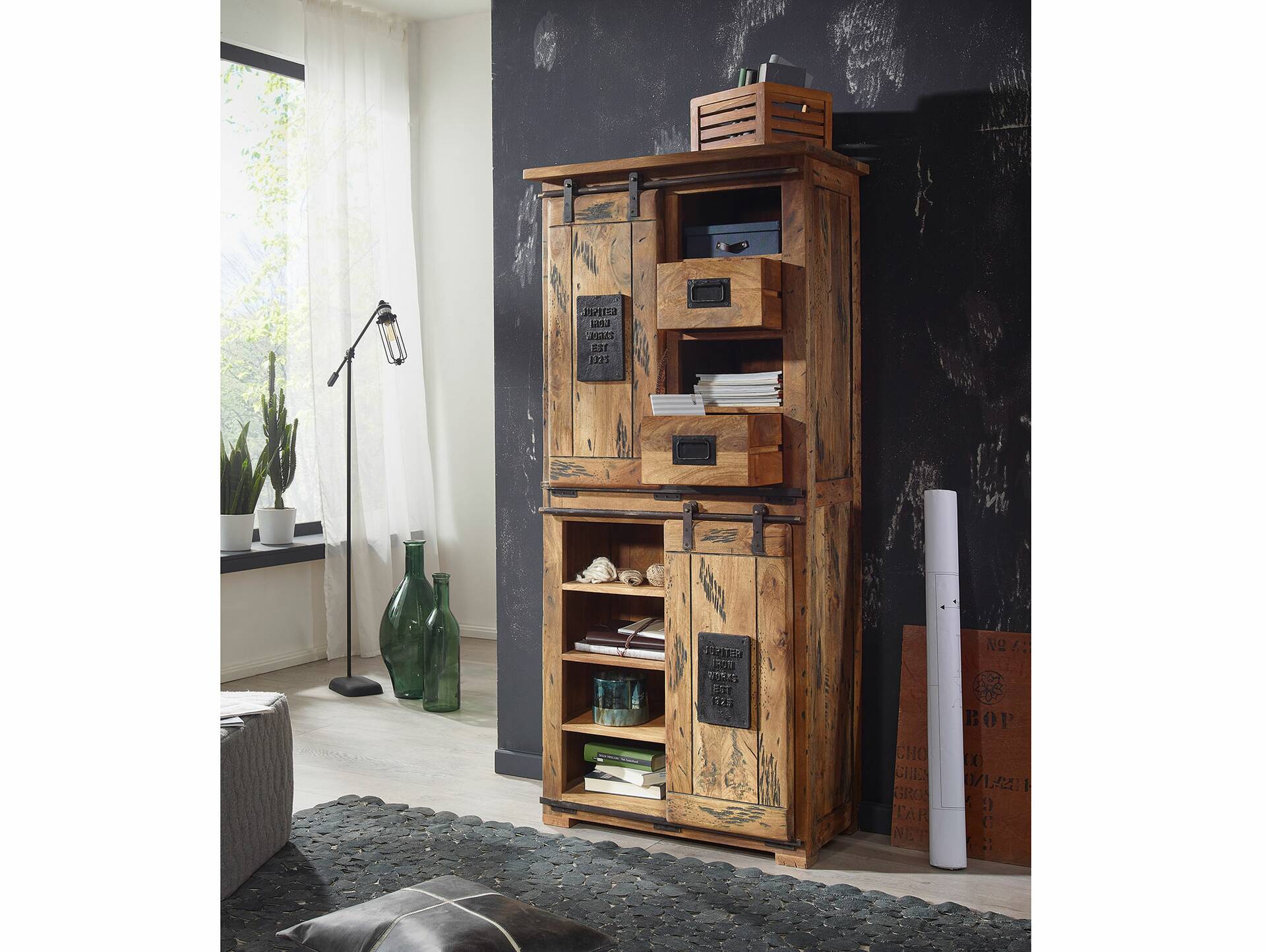 BRISTOL Highboard III, Material Massivholz, Mango rustikal 