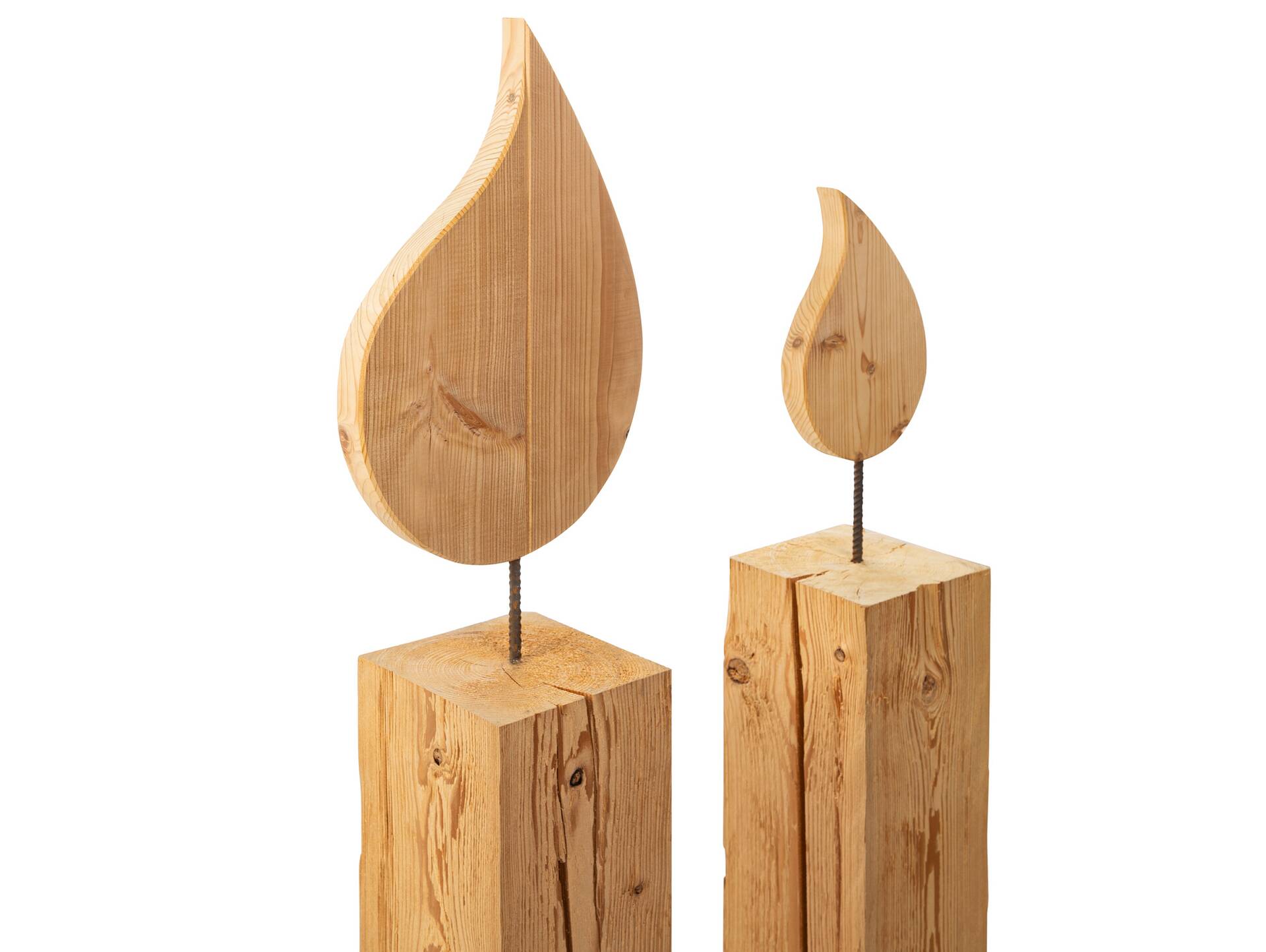 Flamme für Blumensäule, Material Massivholz Fichte Klein - H38 cm
