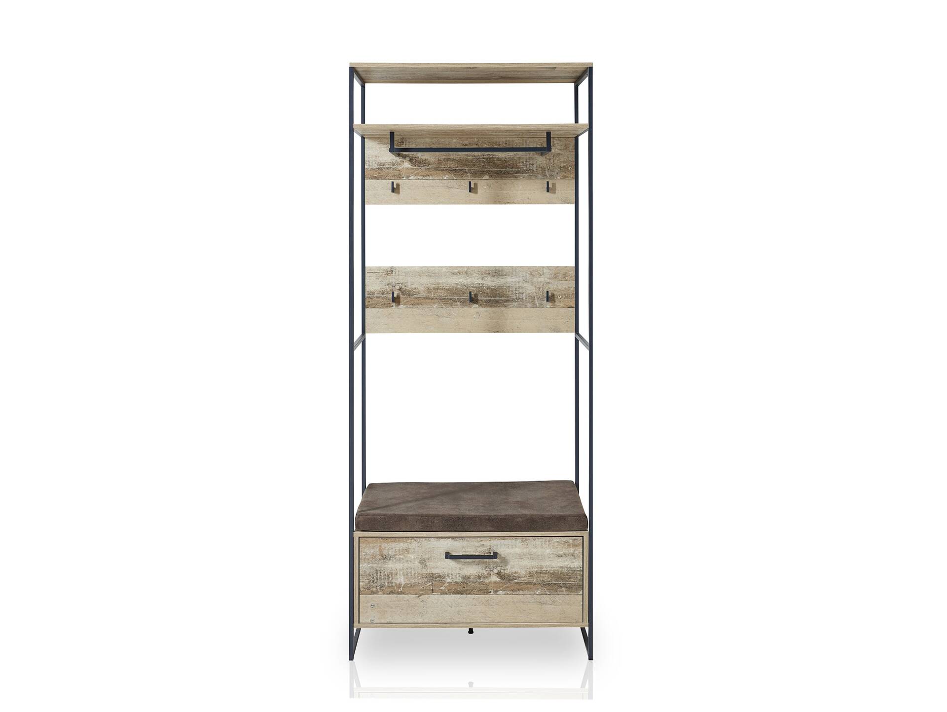 RAMINA Bankregal mit Sitzkissen, Material Dekorspanplatte, Used Style braun/anthrazit 