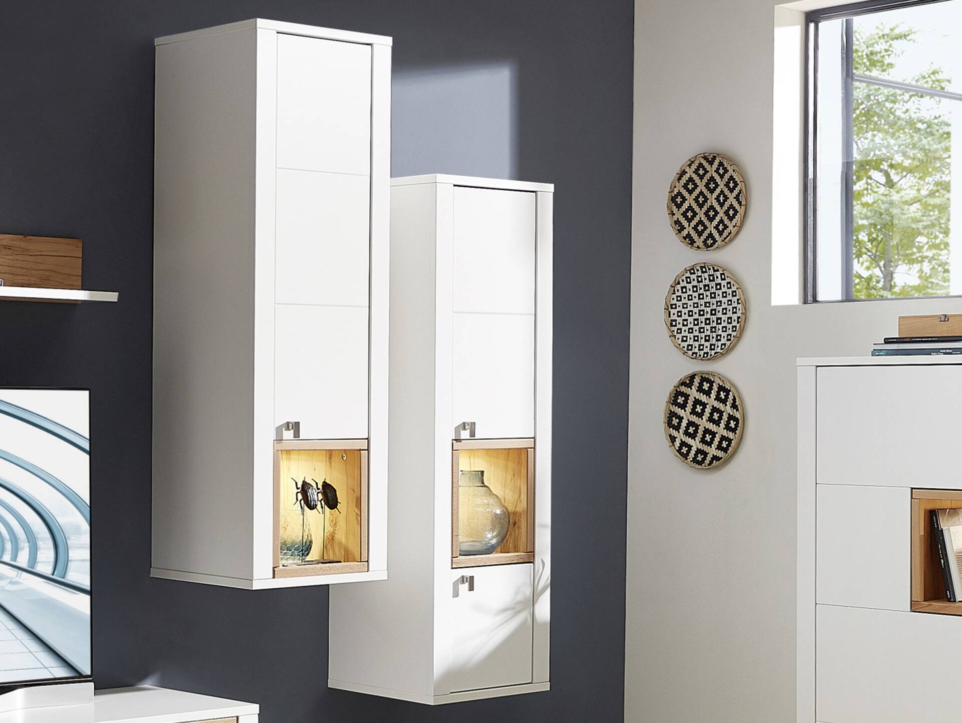 SEVINO Hängeelement I, Material MDF, weiss/wildbuchefarbig 