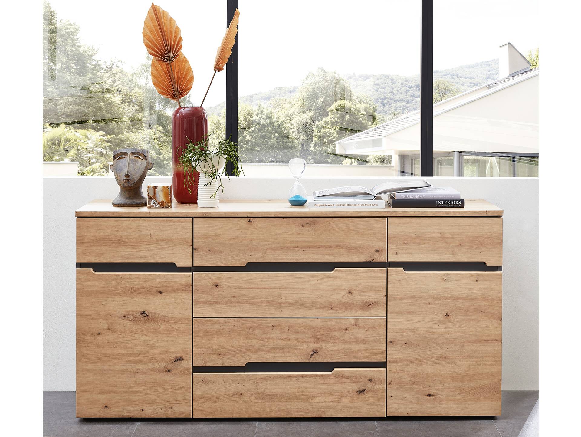 MAILAND Sideboard, Material Dekorspanplatte Artisan eichefarbig / Graphit