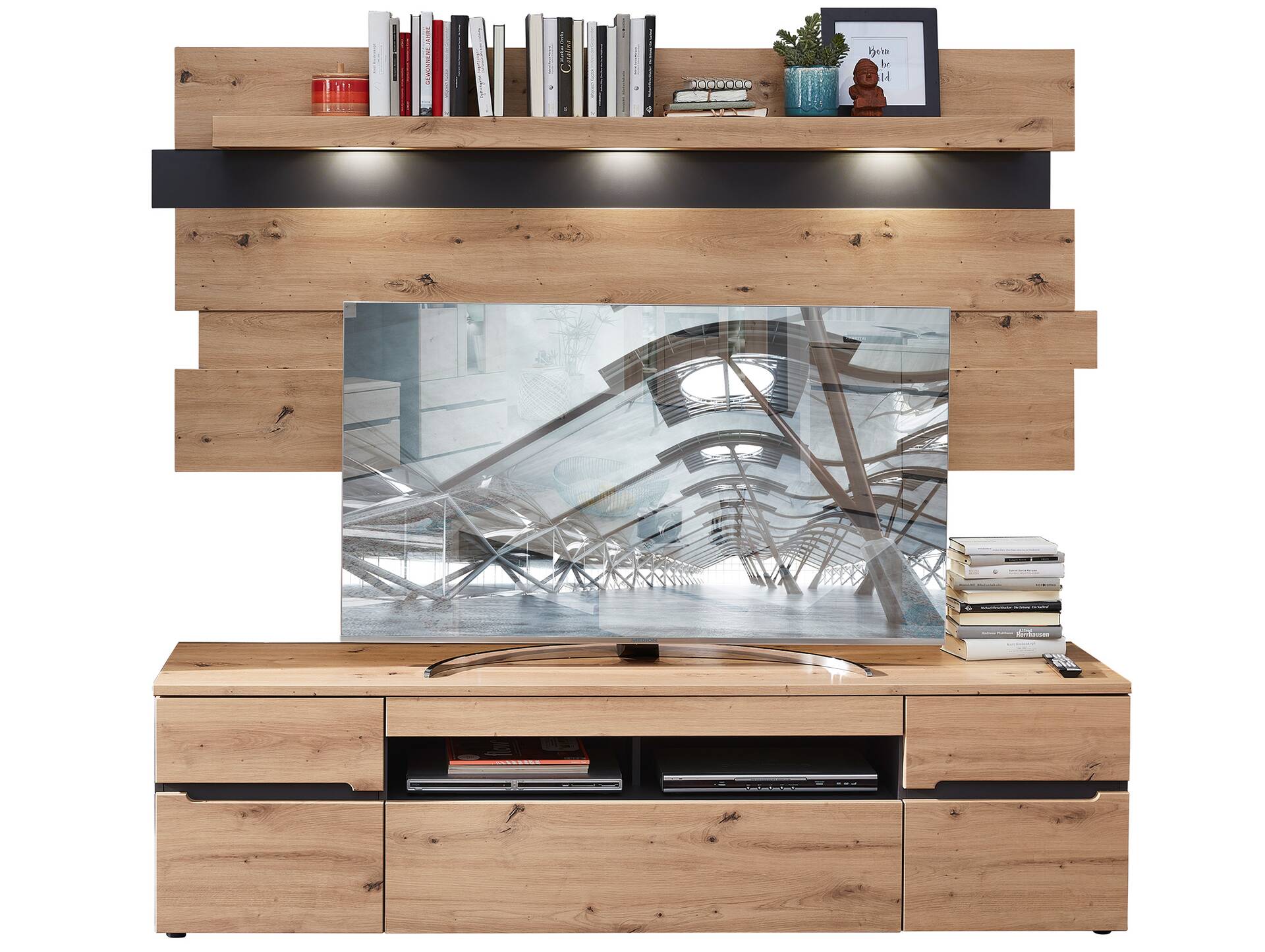MAILAND TV-Unterteil, Material Dekorspanplatte Artisan Eichefarbig / Graphit