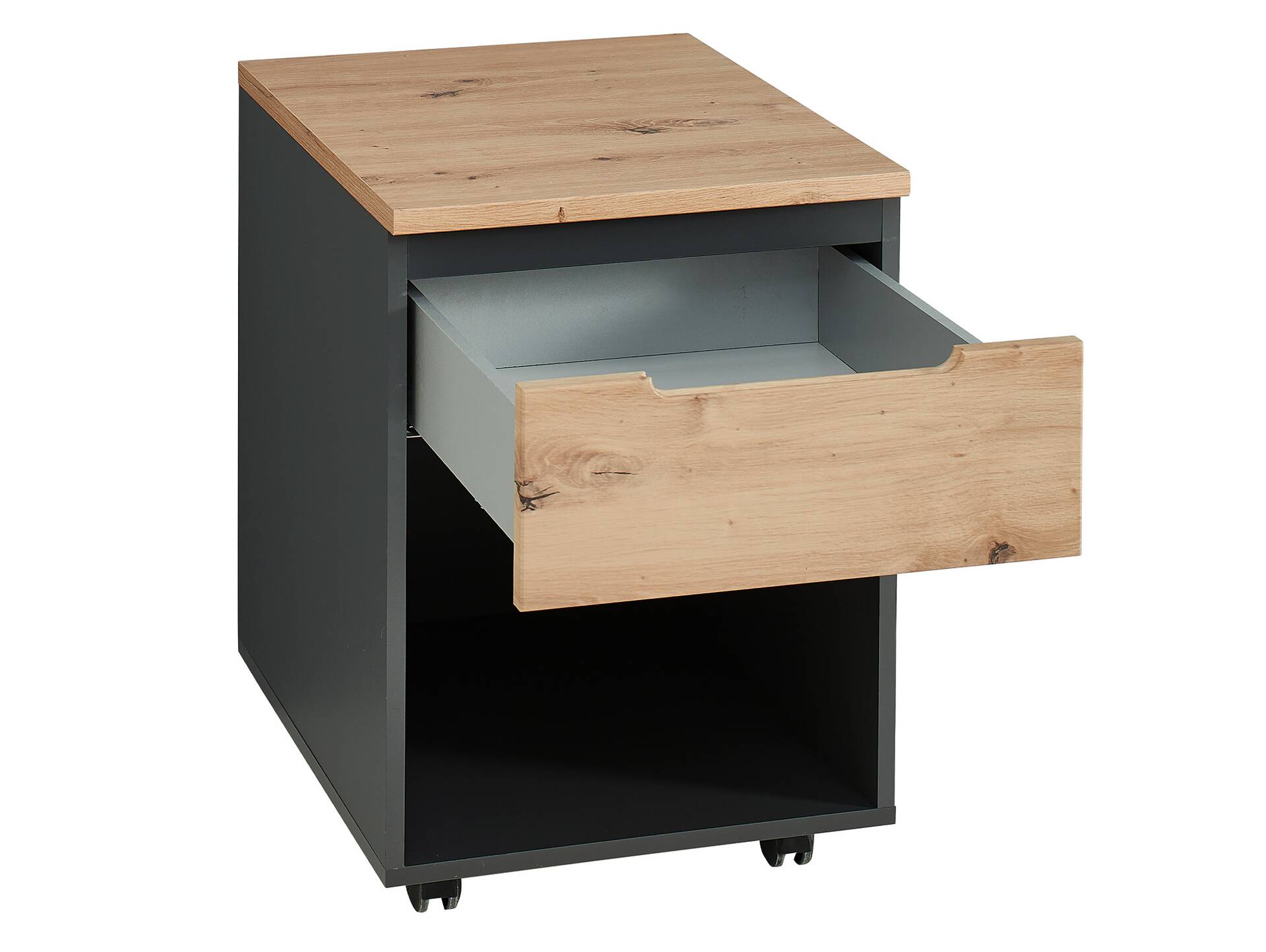 MAILAND Rollcontainer I, Material Dekorspanplatte Artisan Eichefarbig / Graphit