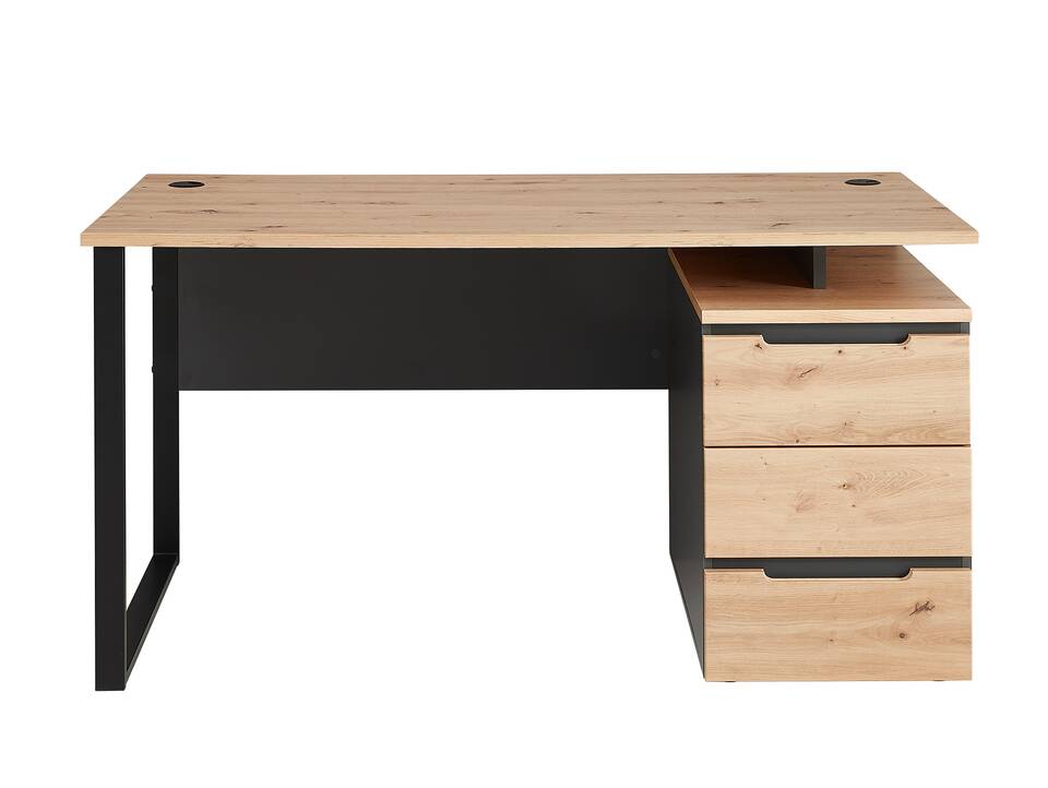 MAILAND Schreibtisch inkl. Schubkastenelement, Material Dekorspanplatte Artisan Eichefarbig / Graphit