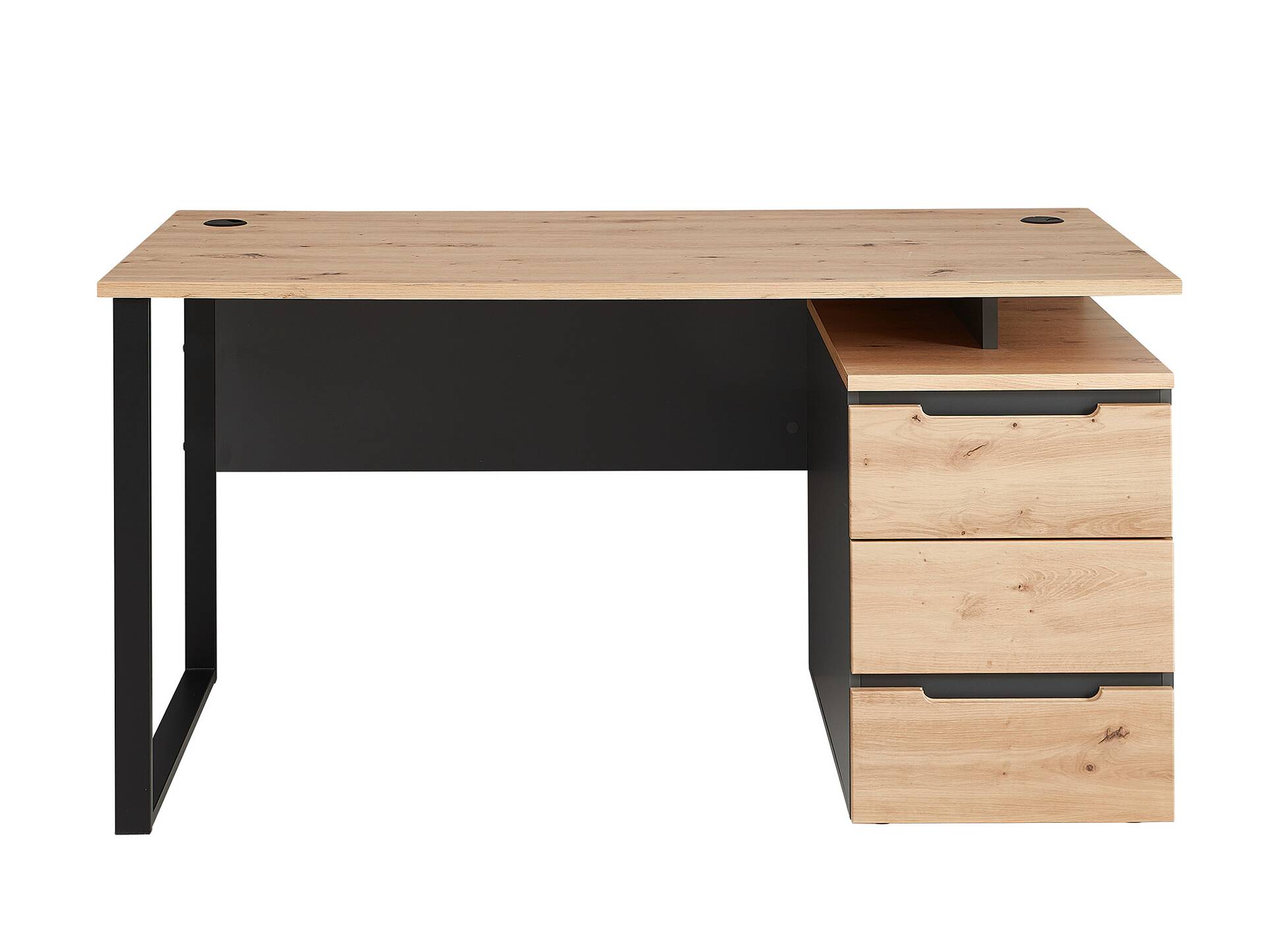 MAILAND Schreibtisch inkl. Schubkastenelement, Material Dekorspanplatte Artisan Eichefarbig / Graphit