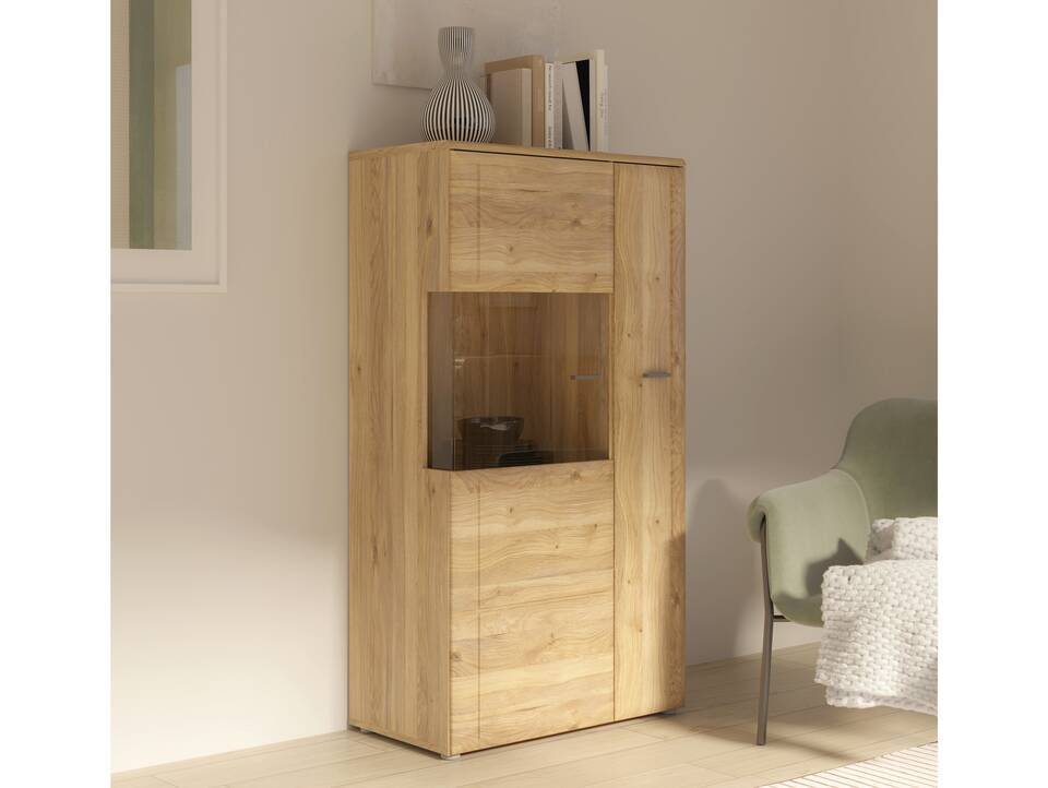 AURELIO Vitrine L, Material Dekorspanplatte, Mauvella Eiche Nachbildung 