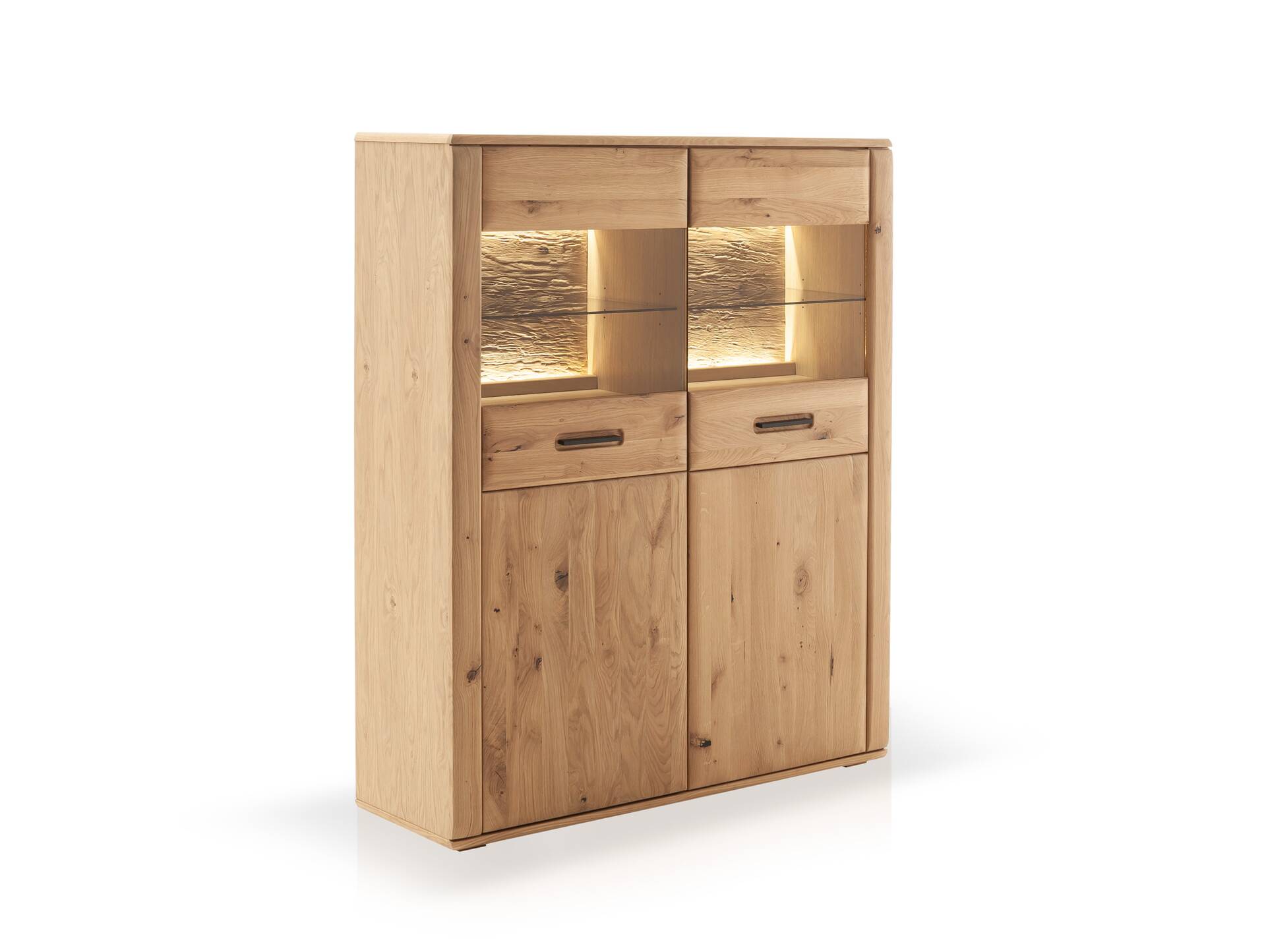 ASKARO Highboard I, Material Teilmassiv, Balkeneiche geölt 