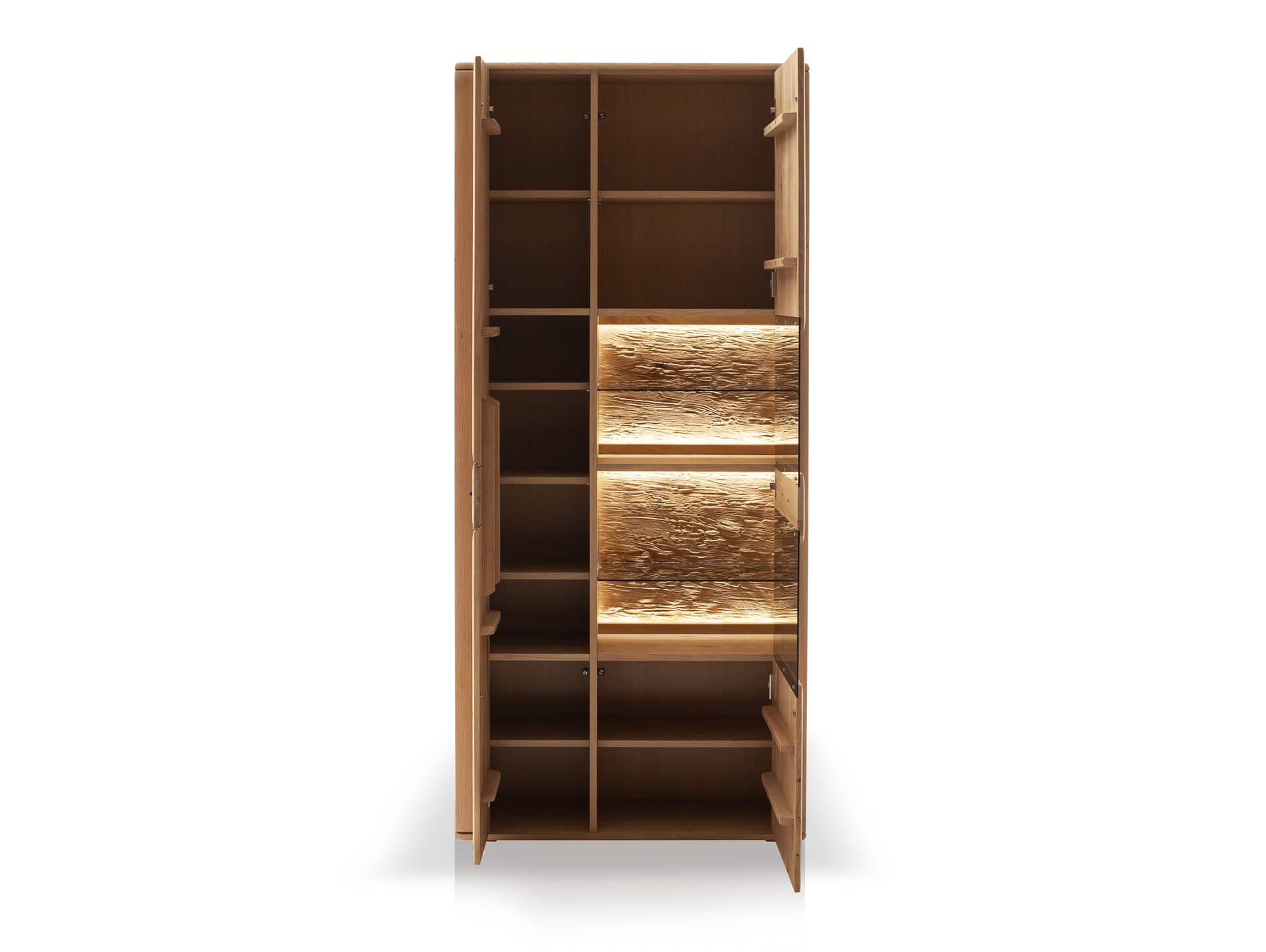 ASKARO Kombi-Vitrine, Material Teilmassiv, Balkeneiche geölt 
