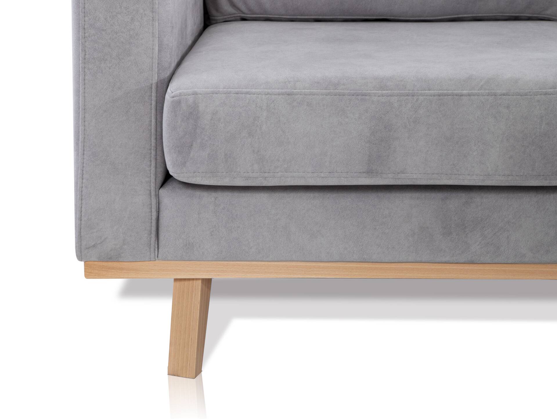 CORIN 2-Sitzer Sofa mit Echtholz-Untergestell, Bezug in Velour-Optik Silbergrau