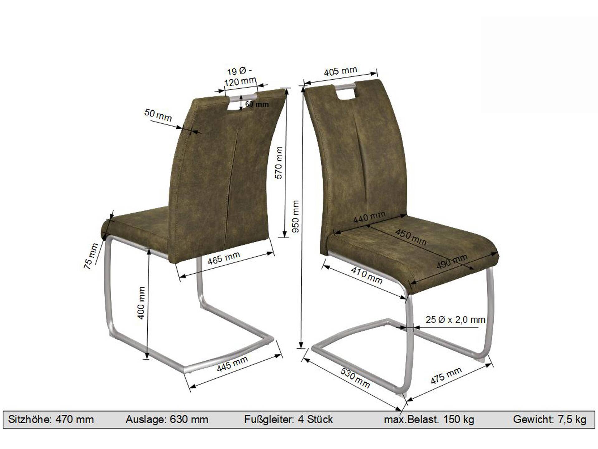 SPICKY Schwingstuhl, Sitz mit Gurtunterfederung, Material Kunstfaser/Metall 