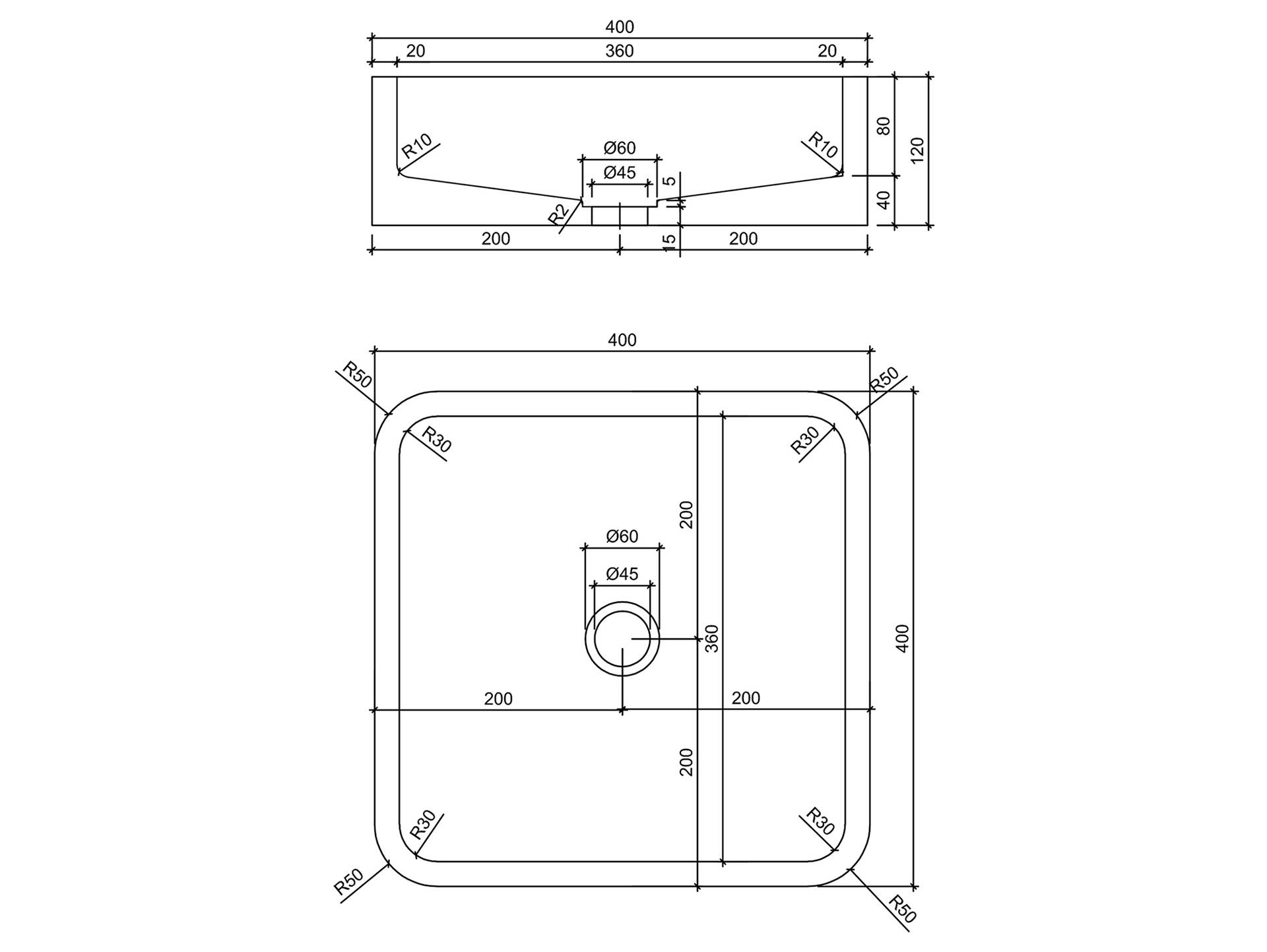 CAIRON Aufsatzwaschbecken, Material Beton, quadratisch 