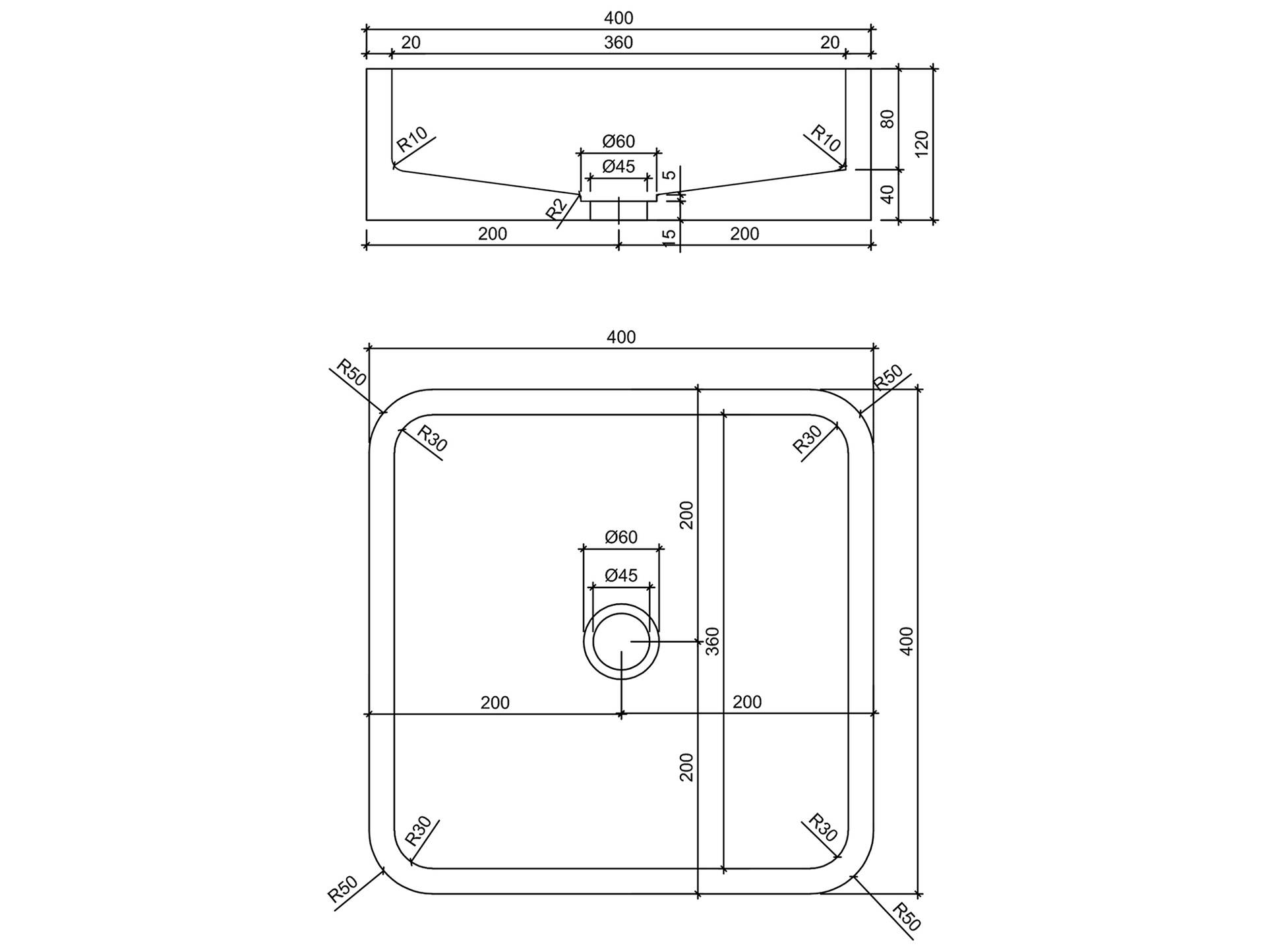 CAIRON Aufsatzwaschbecken, Material Beton, quadratisch Hellgrau