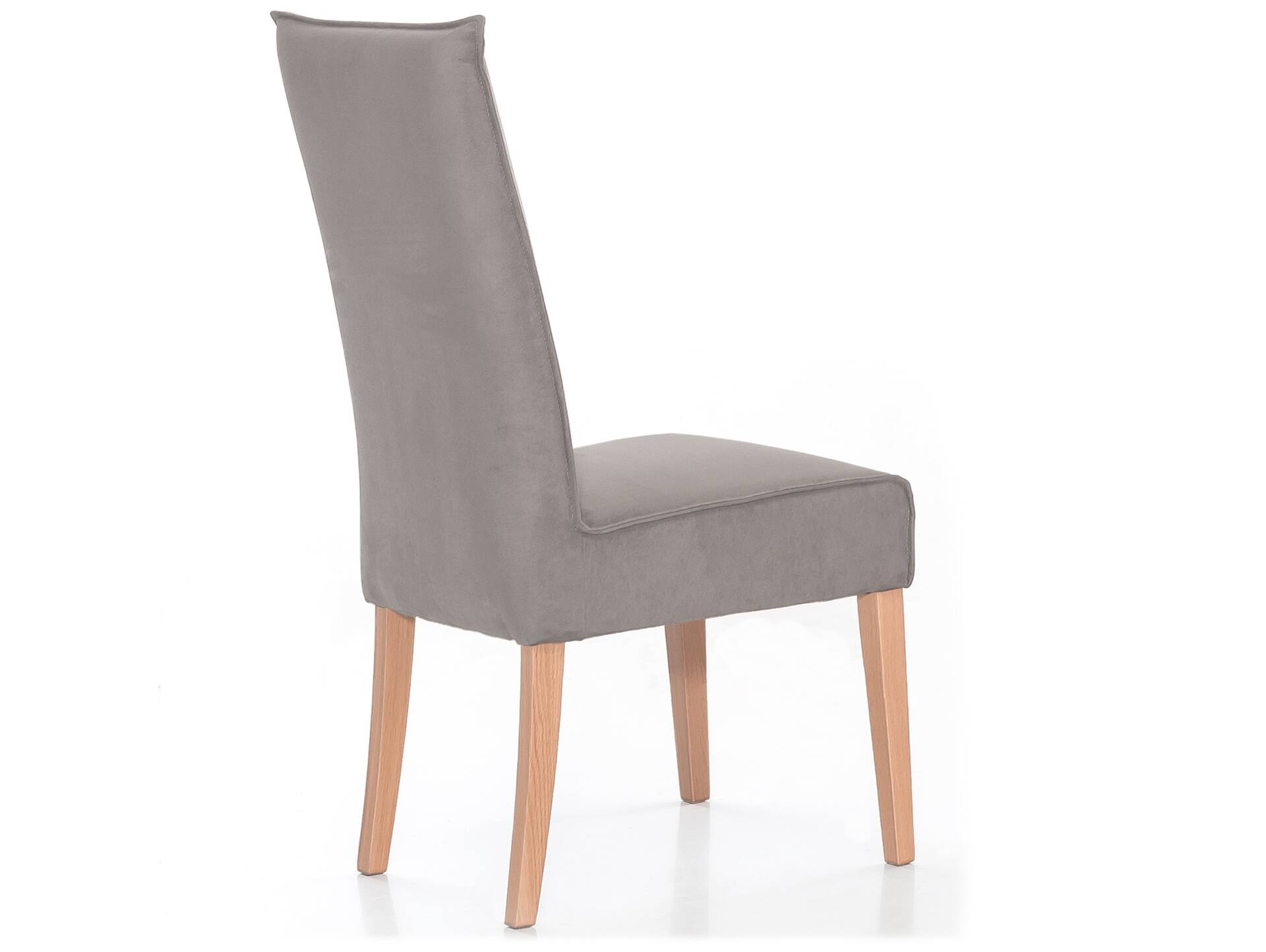 KARI Polsterstuhl / Hochlehner mit Komfortsitz, Material Kunstfaser Nubukoptik/Massivholz Buche | silvercreme