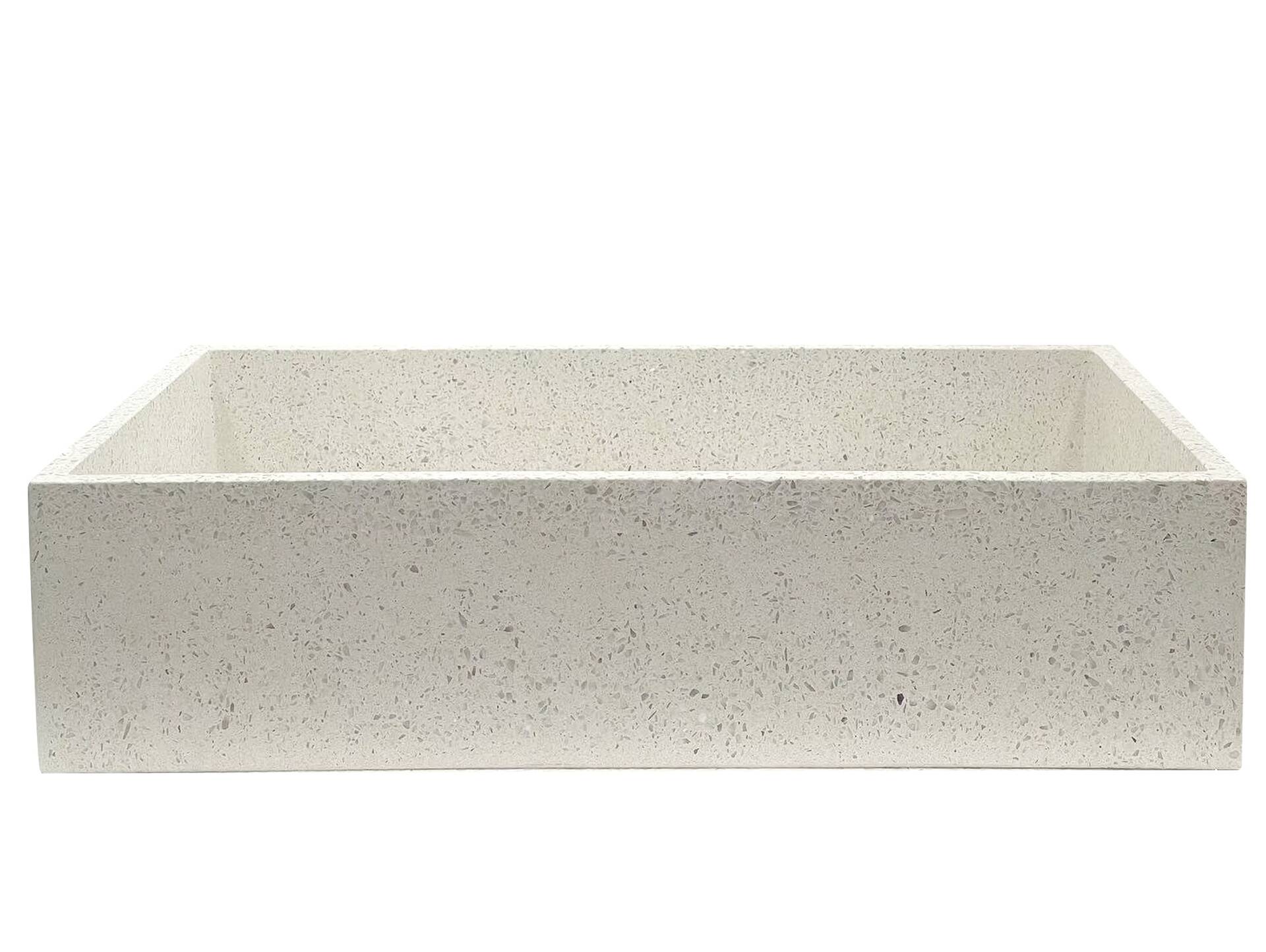 MINOS Aufsatzwaschbecken, Material Terrazzo, rechteckig weiss