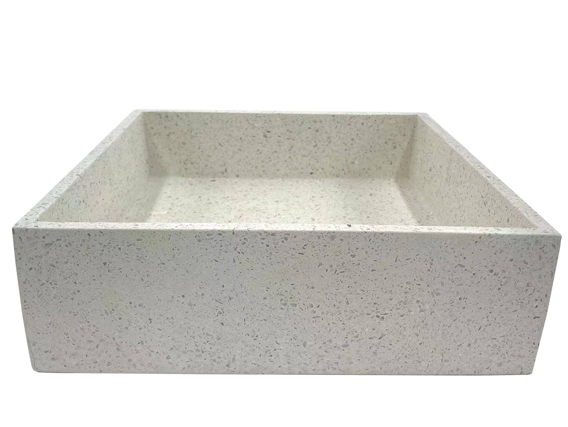 SOMAN Aufsatzwaschbecken, Material Terrazzo, quadratisch weiss