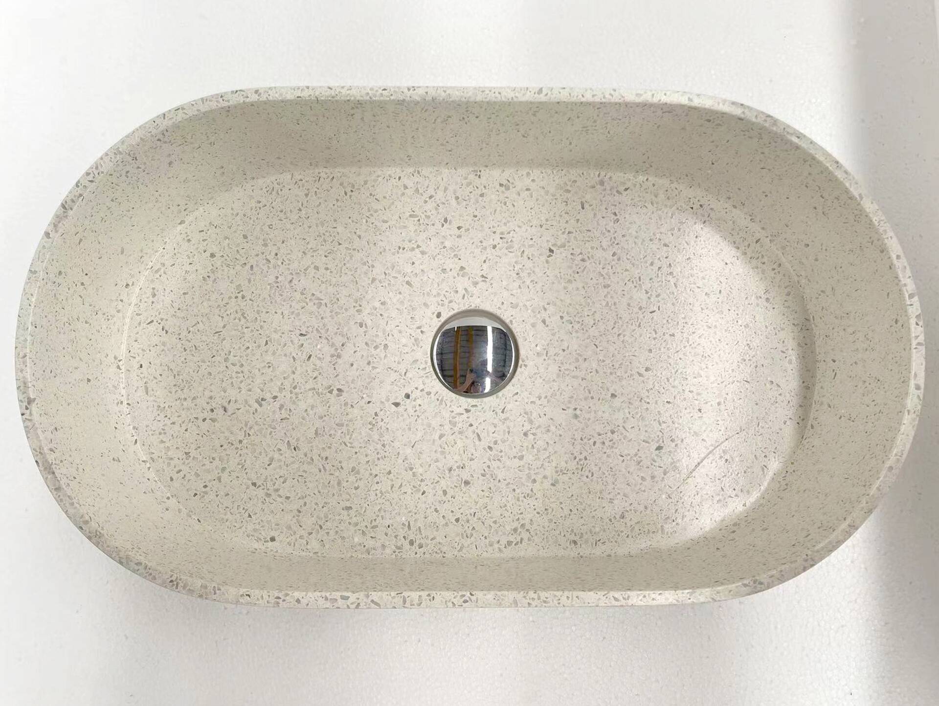 KAIKO Aufsatzwaschbecken, Material Terrazzo, oval weiss