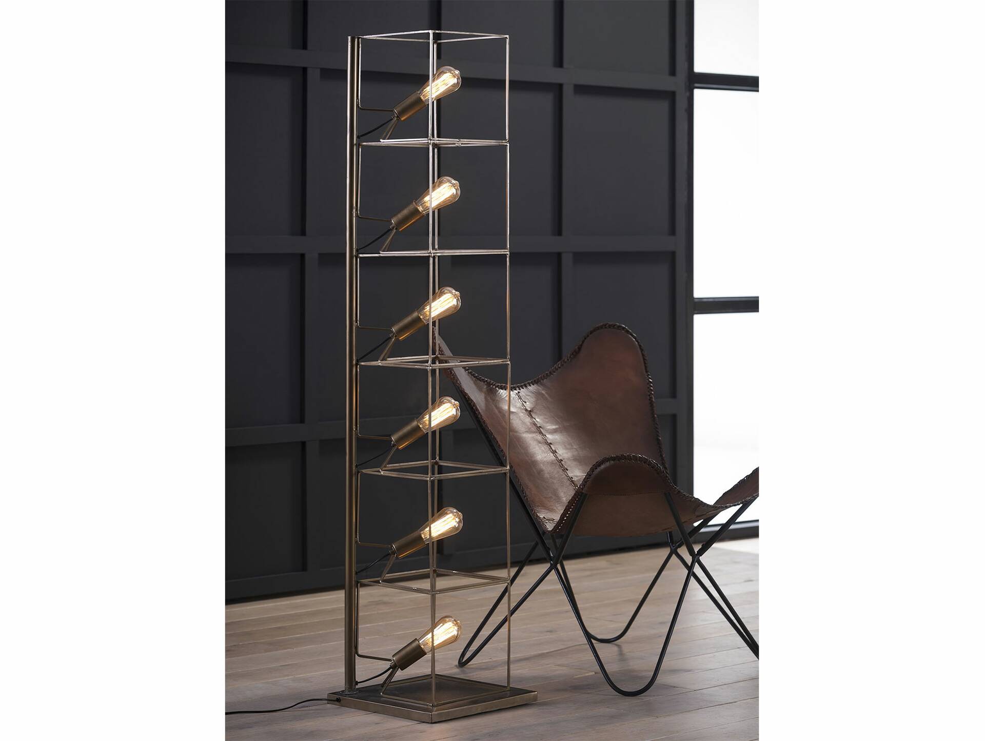 DEMIAN Stehlampe 6 Leuchten, Material Metall bronzefarbig antik 