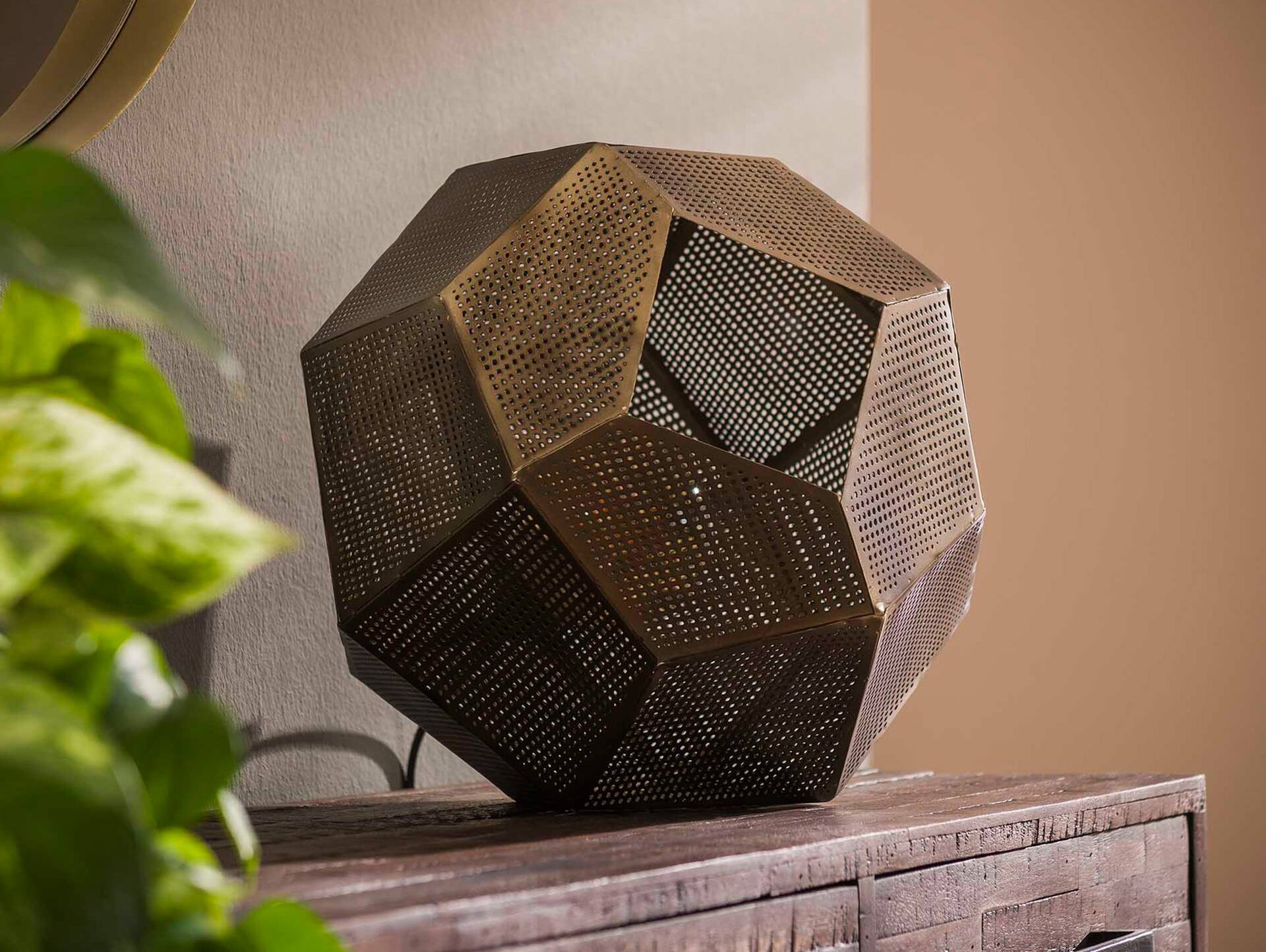 SHILO Tischlampe, Hexagon, Metall Kupferfarbig 