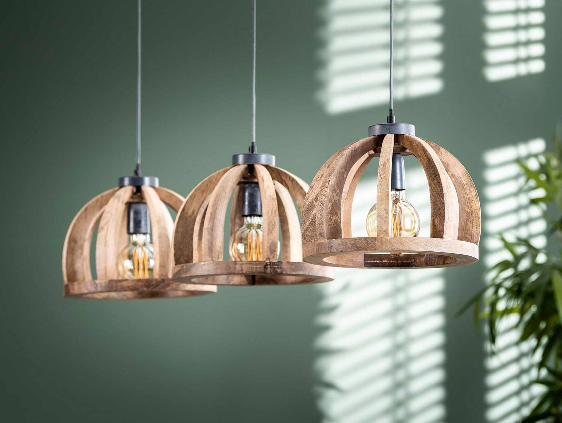 BALAIKA Hängelampe, 3-flammig, Material Massivholz, Mango 