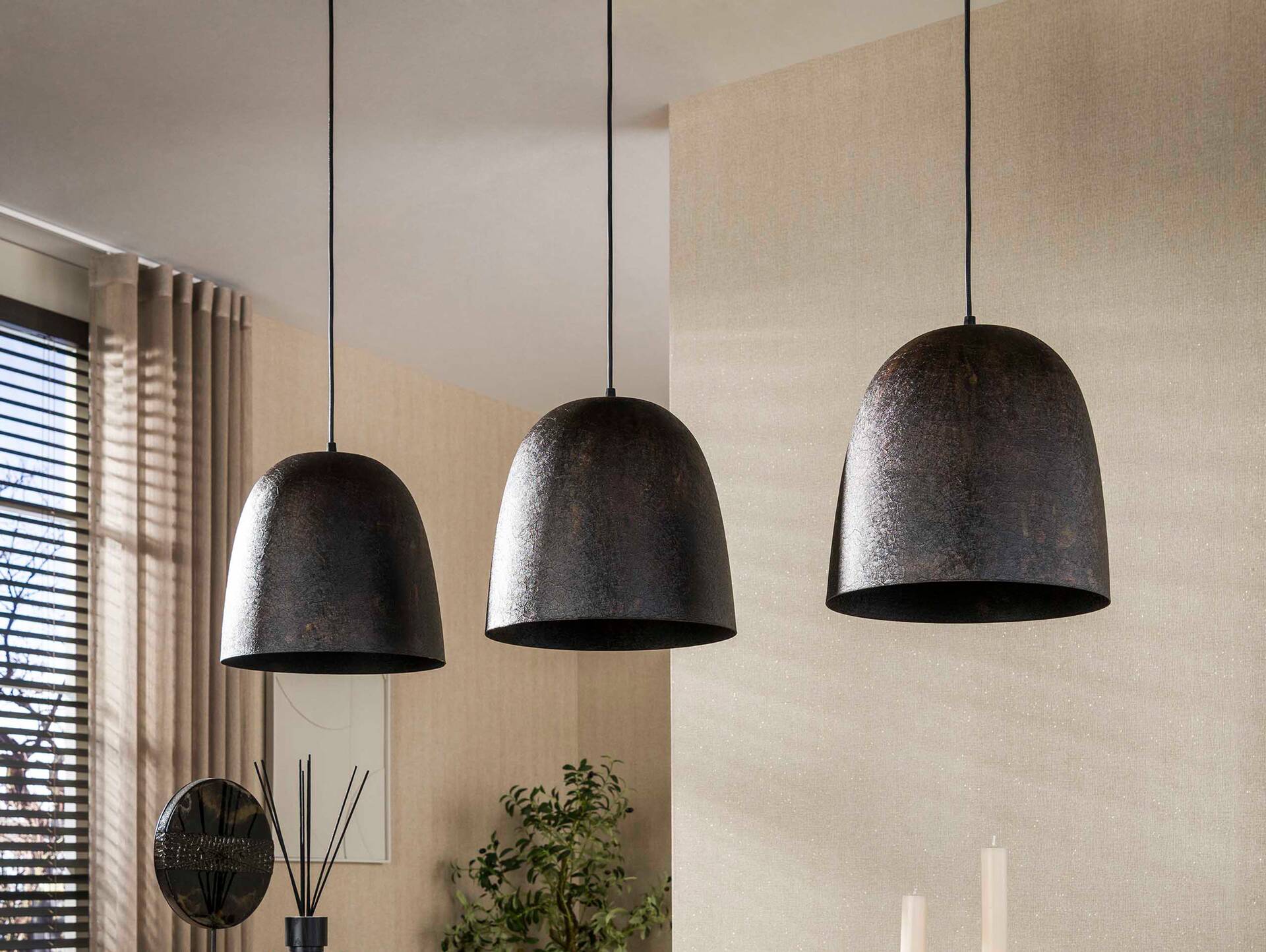 CONELL Pendelleuchte, 3-flammig, Material Metall, Geflammtes Braun 