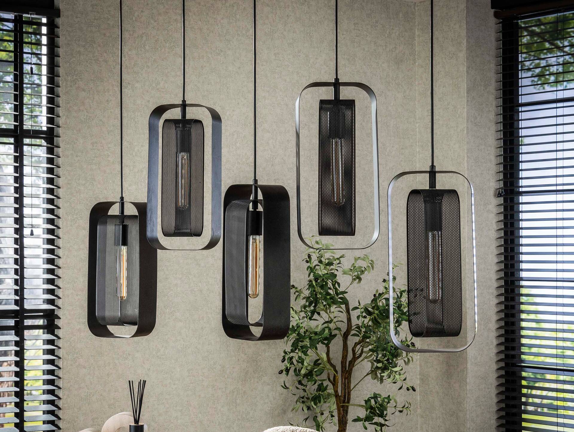 LIORA Hängelampe, 5-flammig, Material Metall, schwarz 