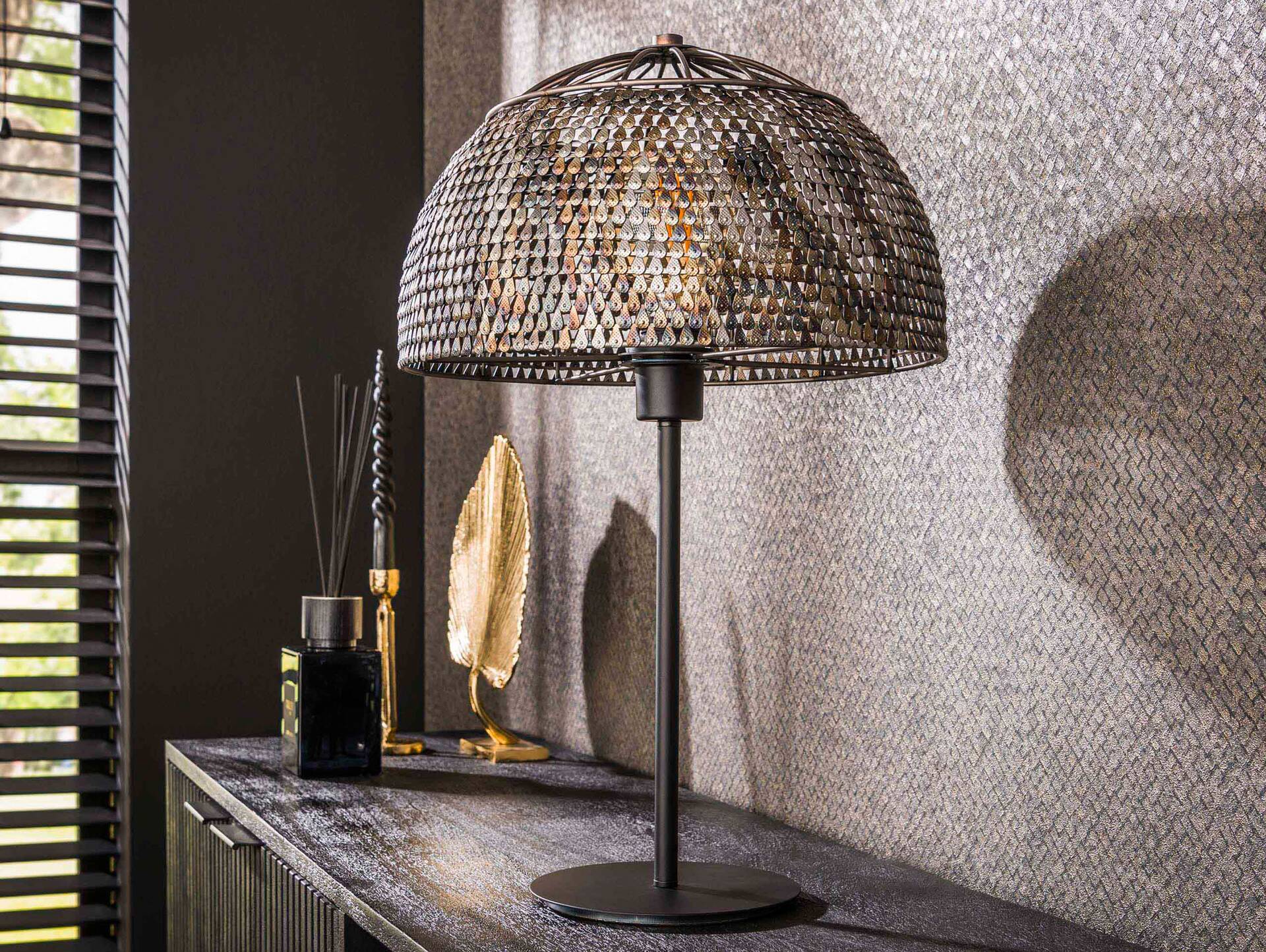 ELLEN Tischlampe, 1-flammig, Material Metall, schwarz-braun 