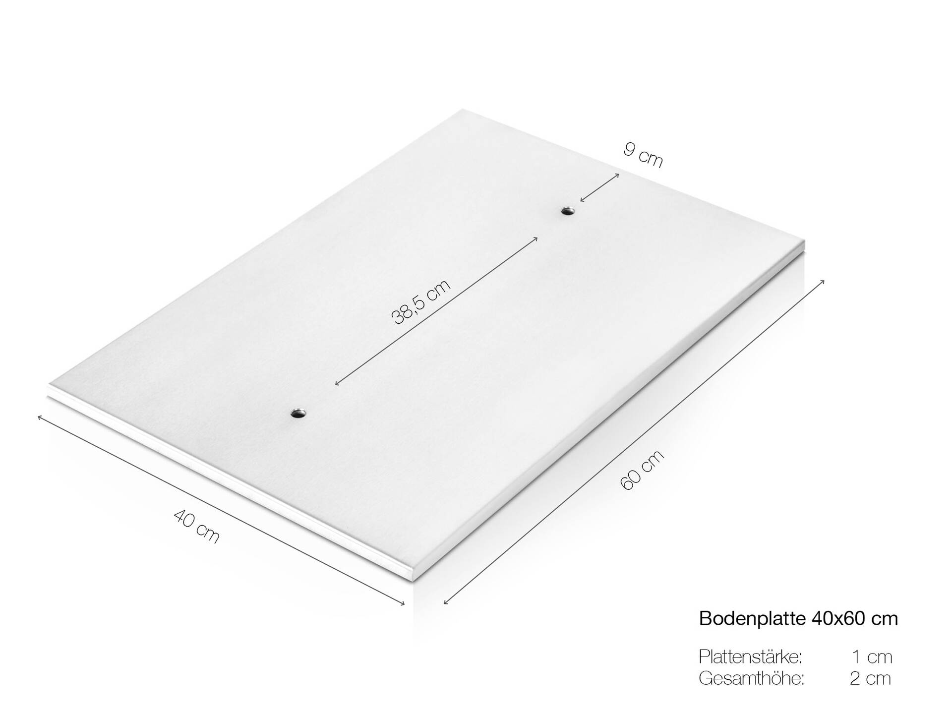 Bodenplatte für Esstische, Material Stahl 40 x 60 cm | Edelstahl 