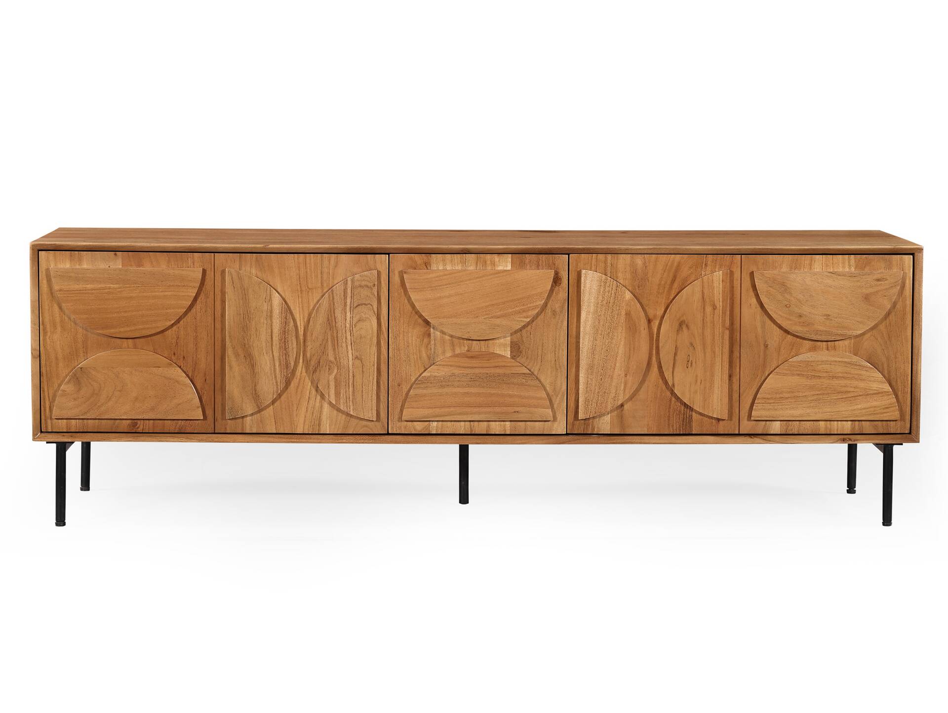 CATANDO TV-Element, Material Massivholz, Akazie honigfarben/Abs. schwarz 