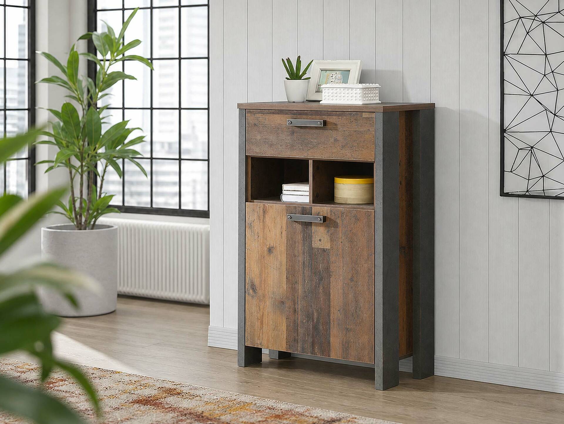 CASSIA Schuhschrank, Material Dekorspanplatte, Old Wood Vintage Nachbildung/betonfarbig 