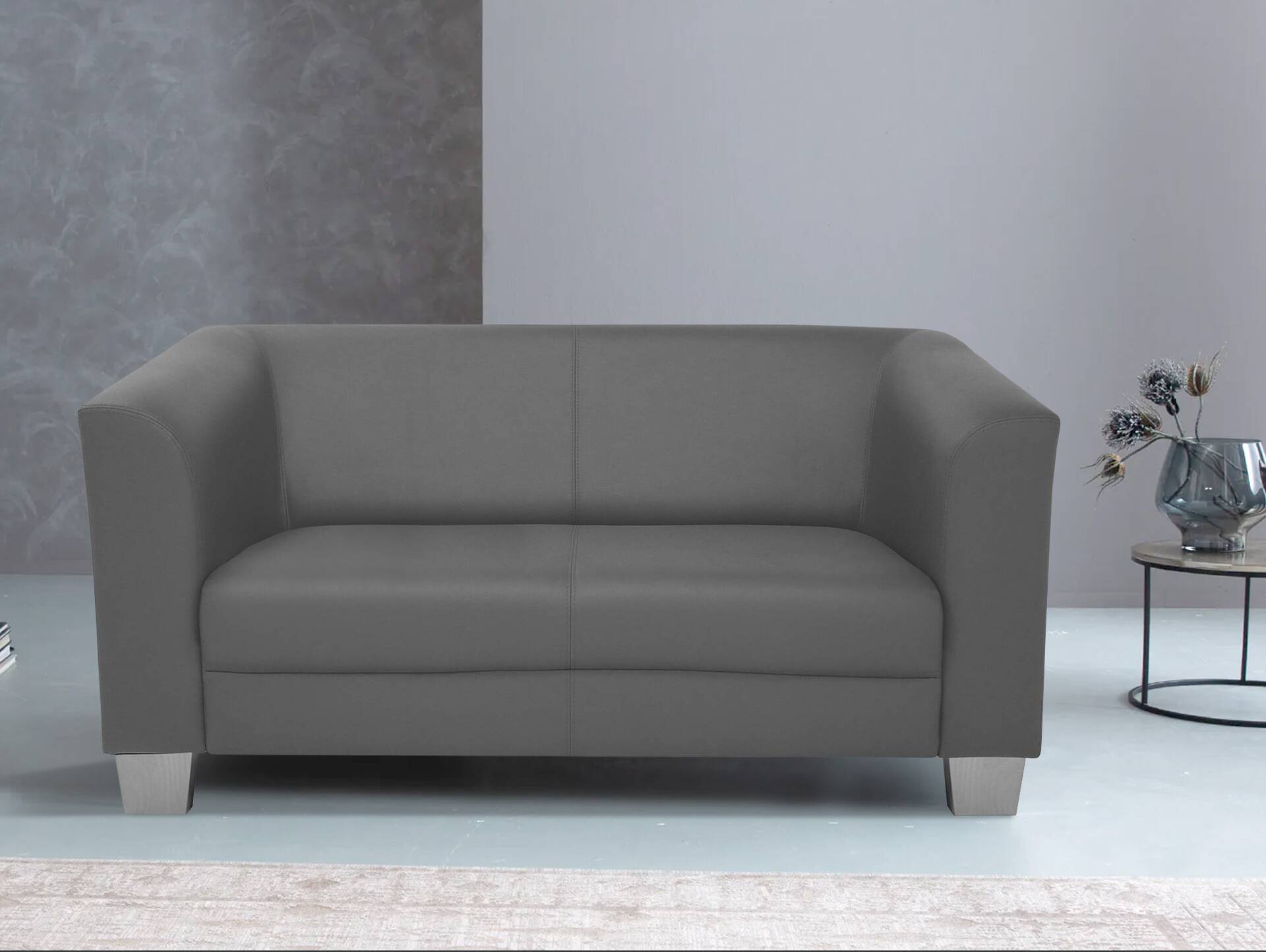 CHICAGO 2-Sitzer Sofa, Material Kunstleder weinrot