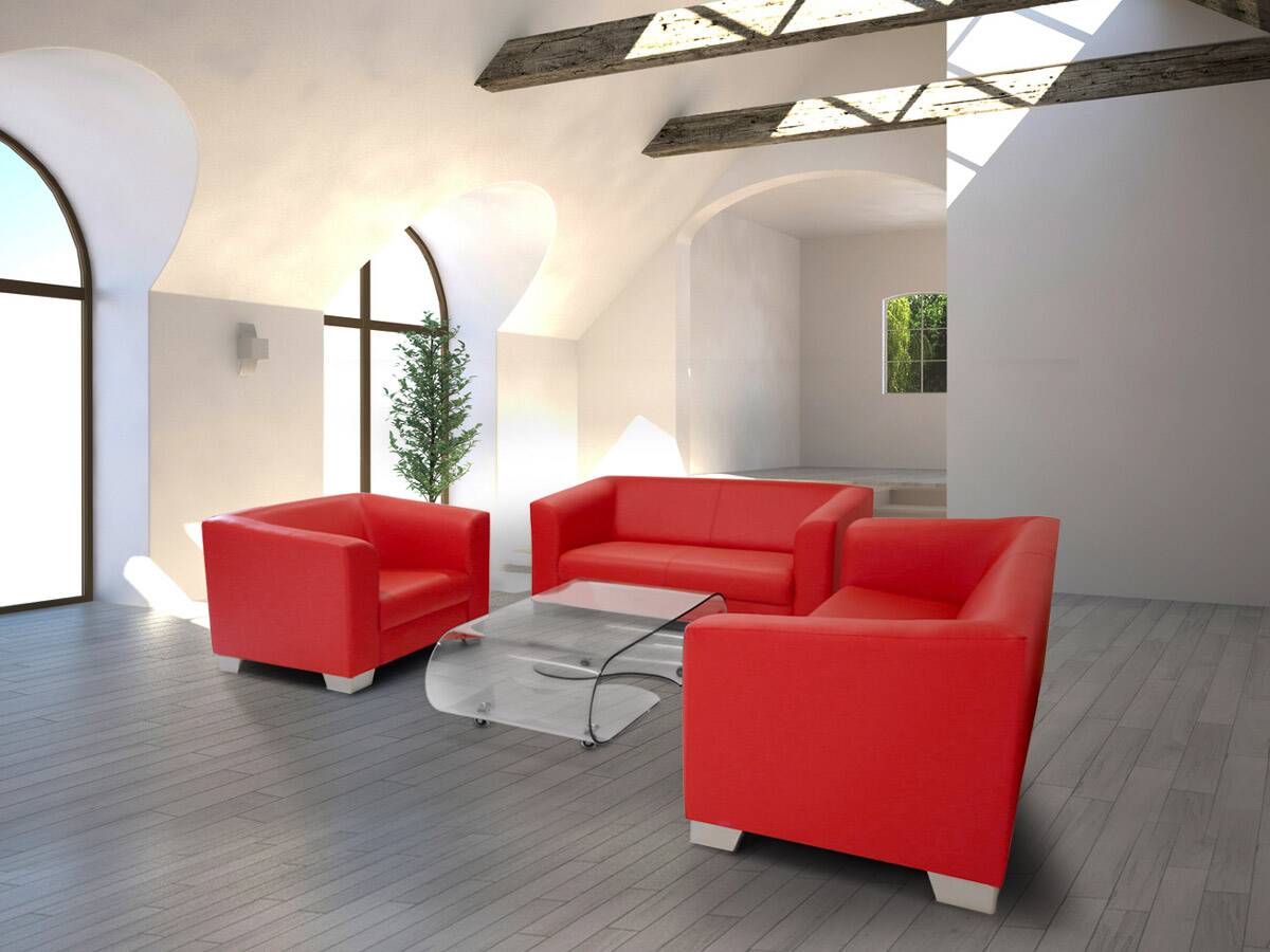 CHICAGO 2-Sitzer Sofa, Material Kunstleder rot