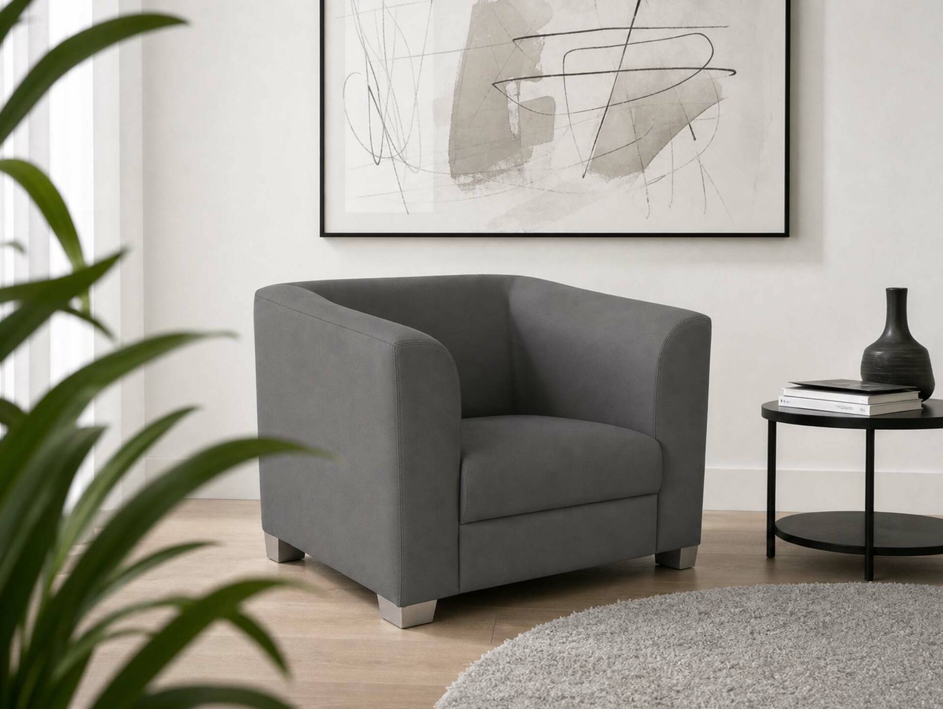CHICAGO Sessel/Cocktailsessel, Material Kunstleder grau