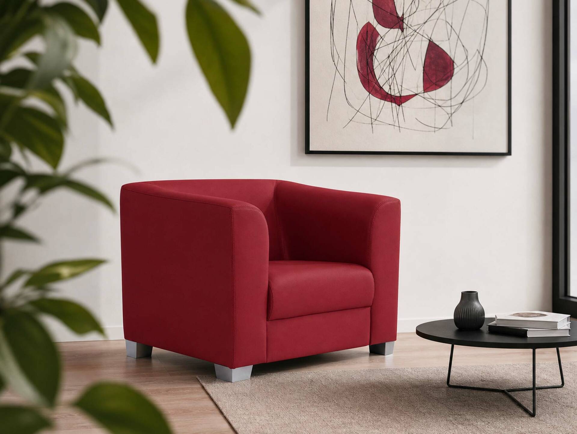 CHICAGO Sessel/Cocktailsessel, Material Kunstleder weinrot