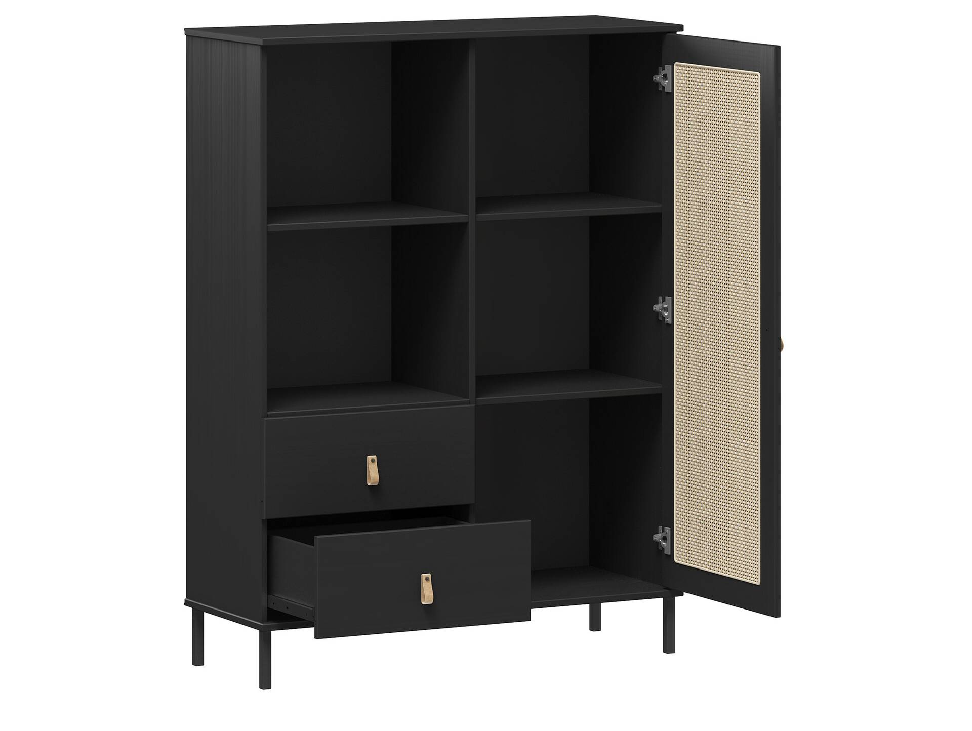 CINOY Highboard I, Material Massivholz, Kiefer lackiert schwarz