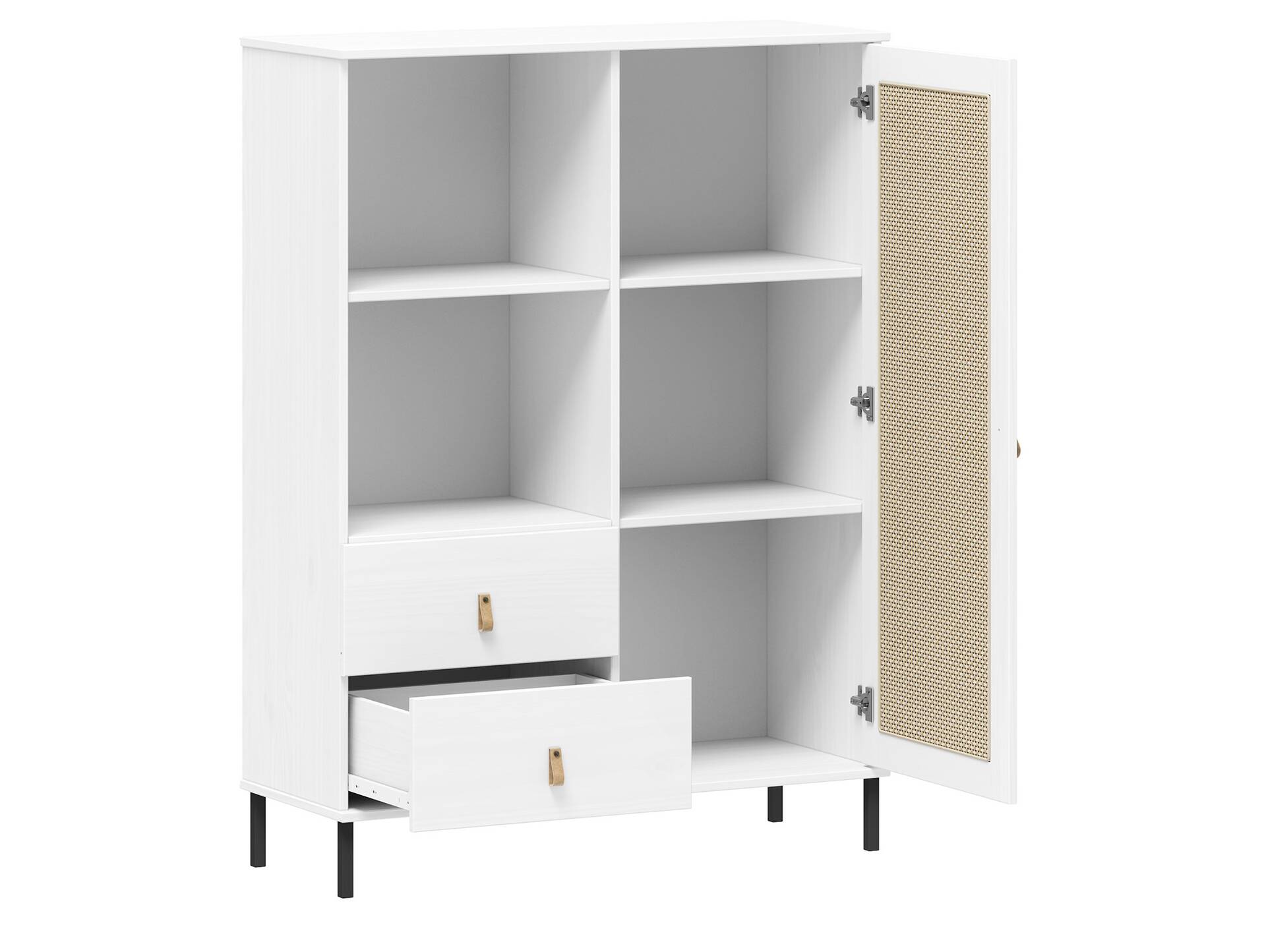 CINOY Highboard I, Material Massivholz, Kiefer lackiert weiss