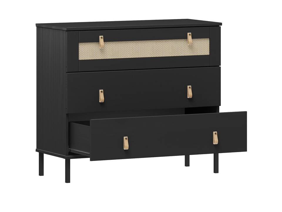 CINOY Sideboard I, Material Massivholz, Kiefer lackiert schwarz