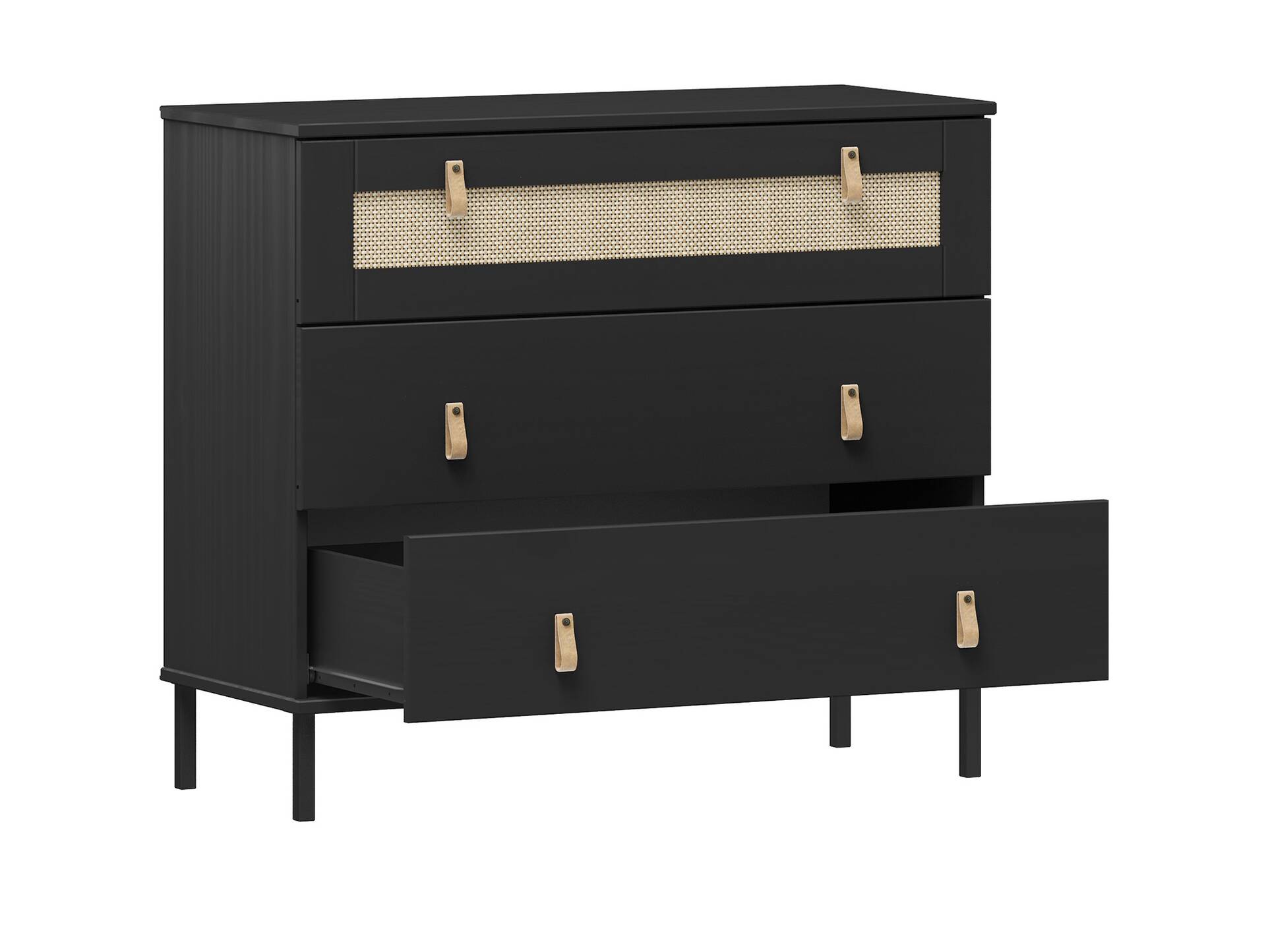 CINOY Sideboard I, Material Massivholz, Kiefer lackiert schwarz
