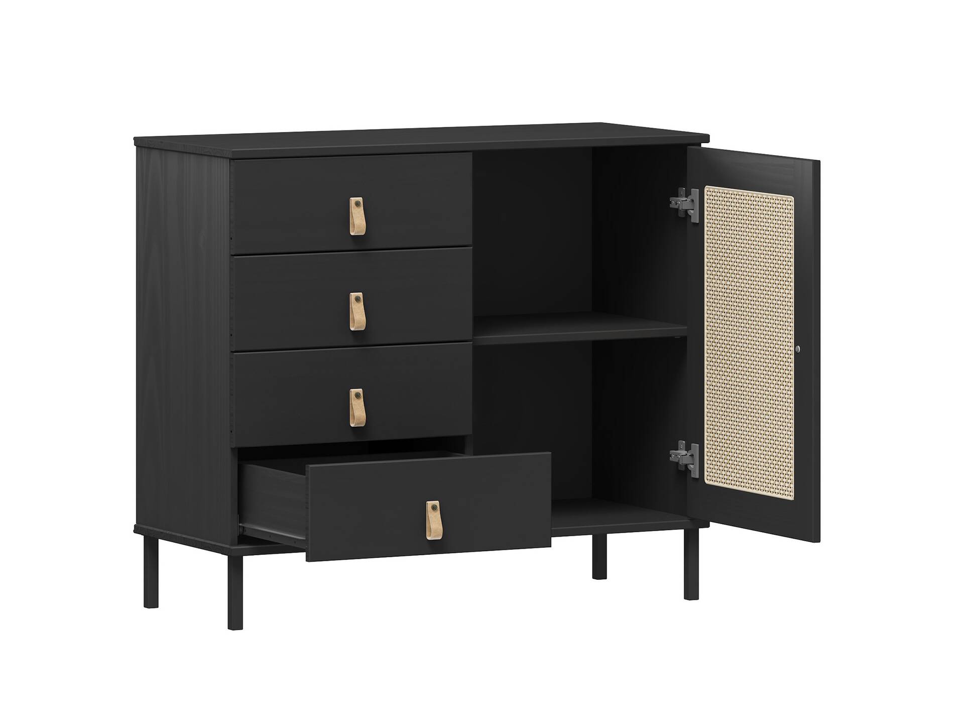 CINOY Sideboard II, Material Massivholz, Kiefer lackiert schwarz