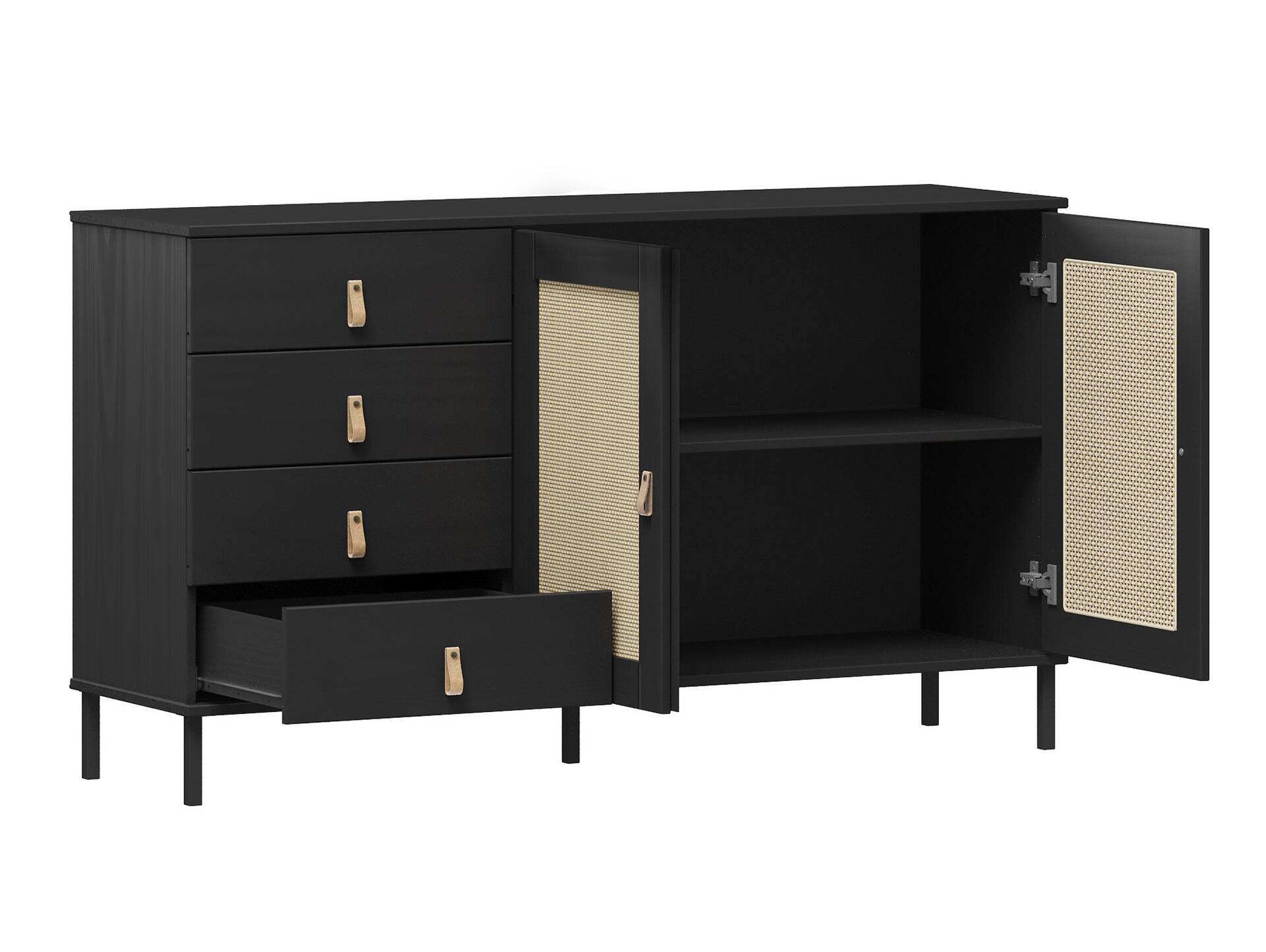 CINOY Sideboard III, Material Massivholz, Kiefer lackiert schwarz