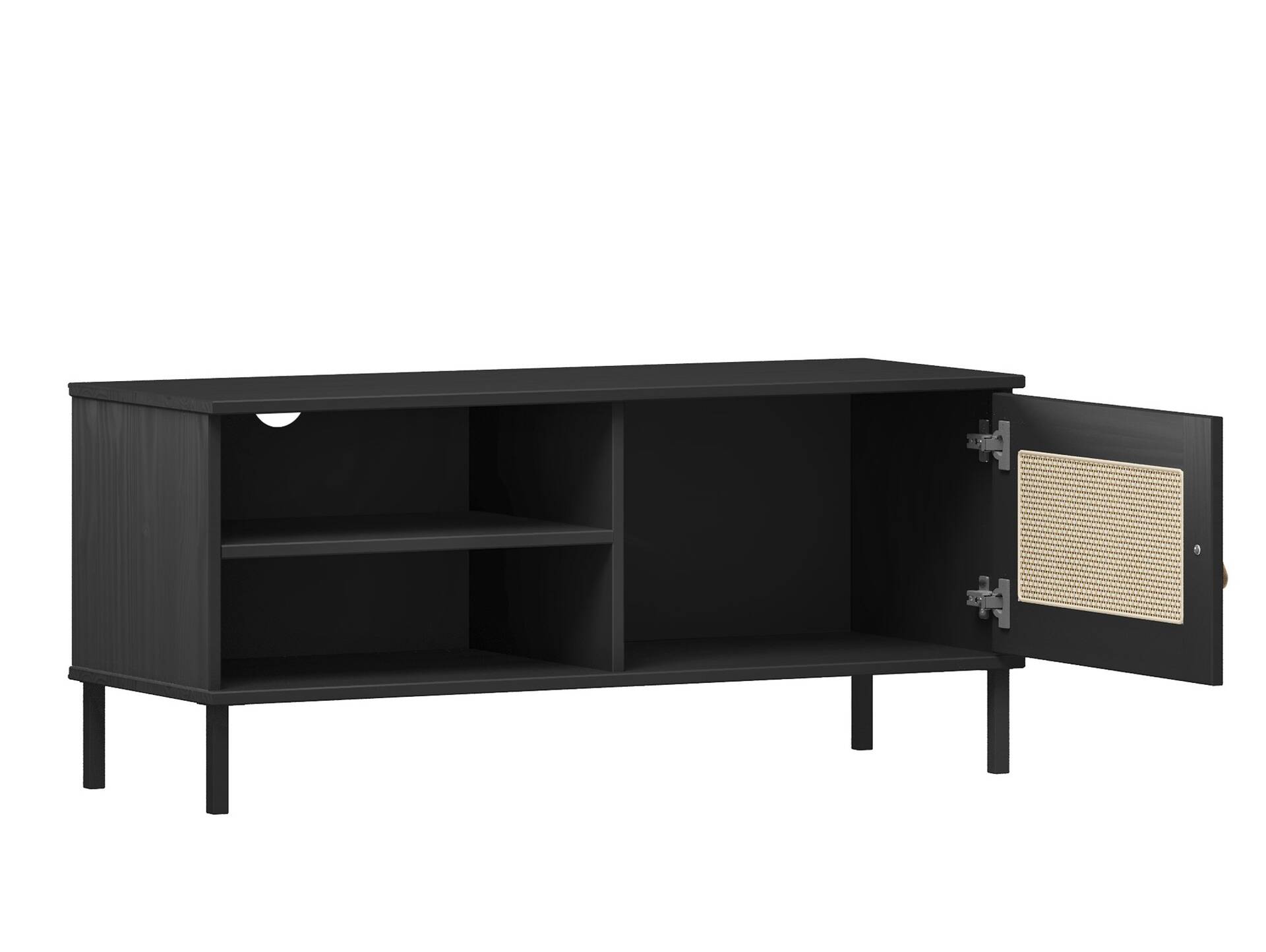 CINOY TV-Board I, Material Massivholz, Kiefer lackiert schwarz