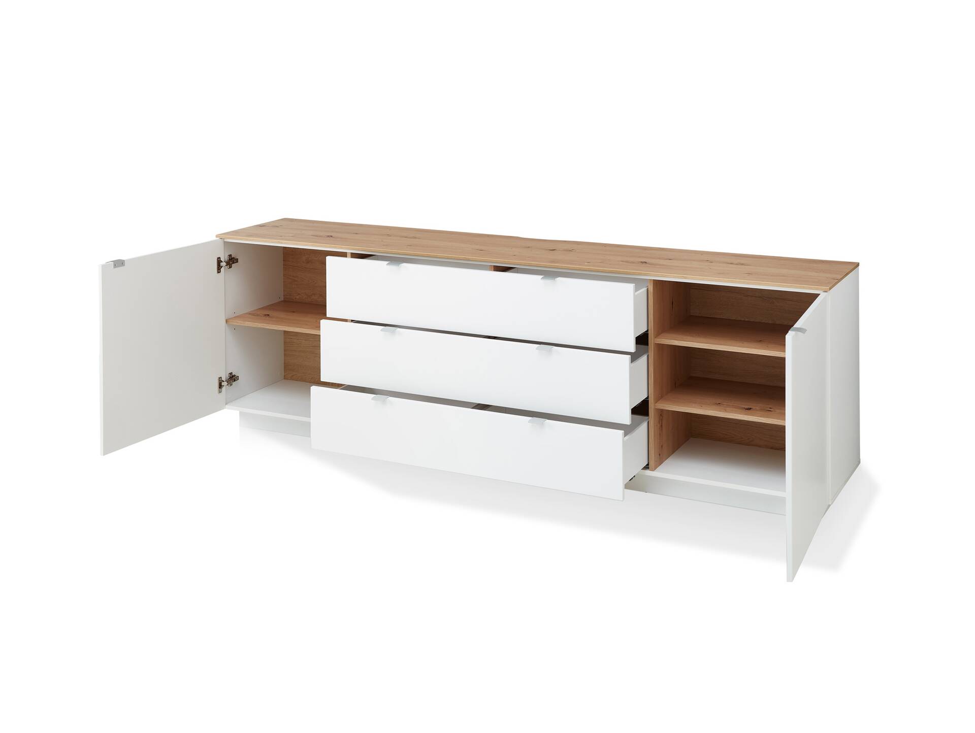 CASSINO TV-Sideboard, Material Dekorspanplatte, Artisan Eiche Nachbildung weiss 