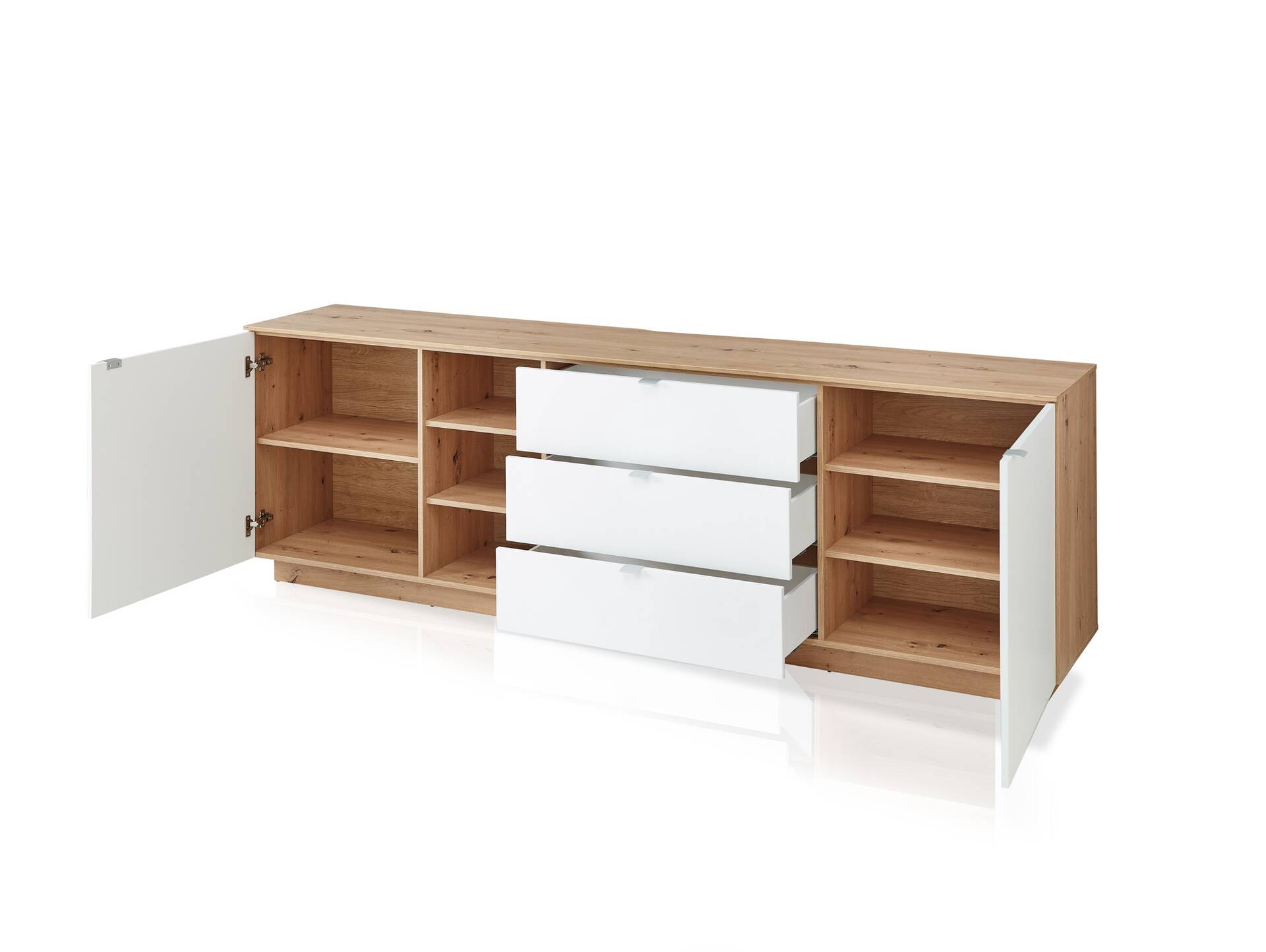 CASSINO TV-Sideboard II, Material Dekorspanplatte, Artisan Eiche Nachbildung weiss