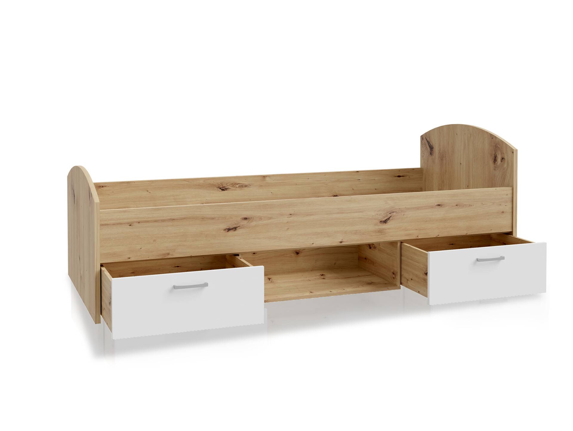 CARLITO Jugendbett / Funktionsbett  90x200 cm, Material Dekorspanplatte, Artisan eichefarbig/weiss 