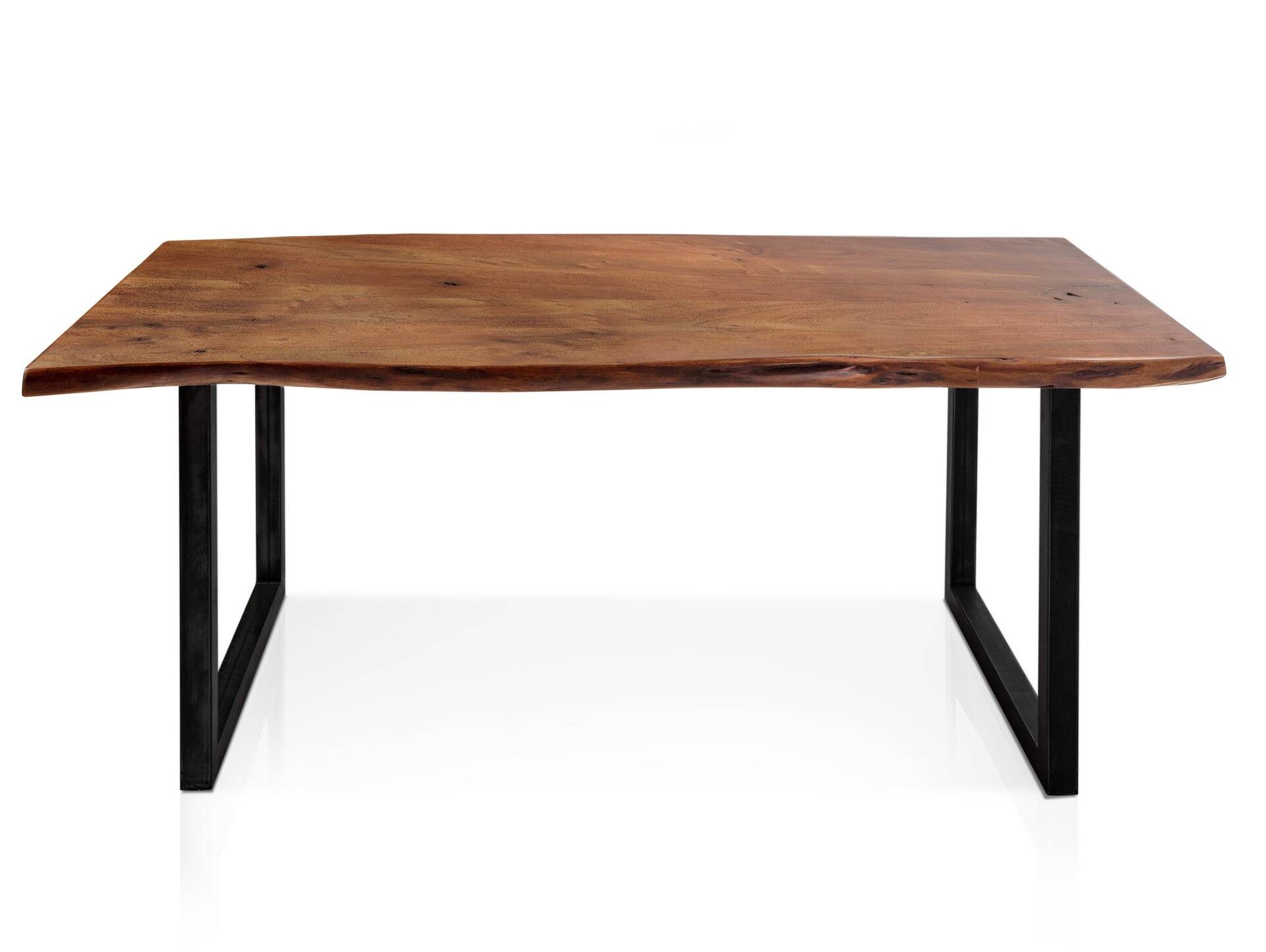 DALIN Baumkante Esstisch, Material Massivholz/Metall, Akazie lackiert 160 x 90 cm | schwarz