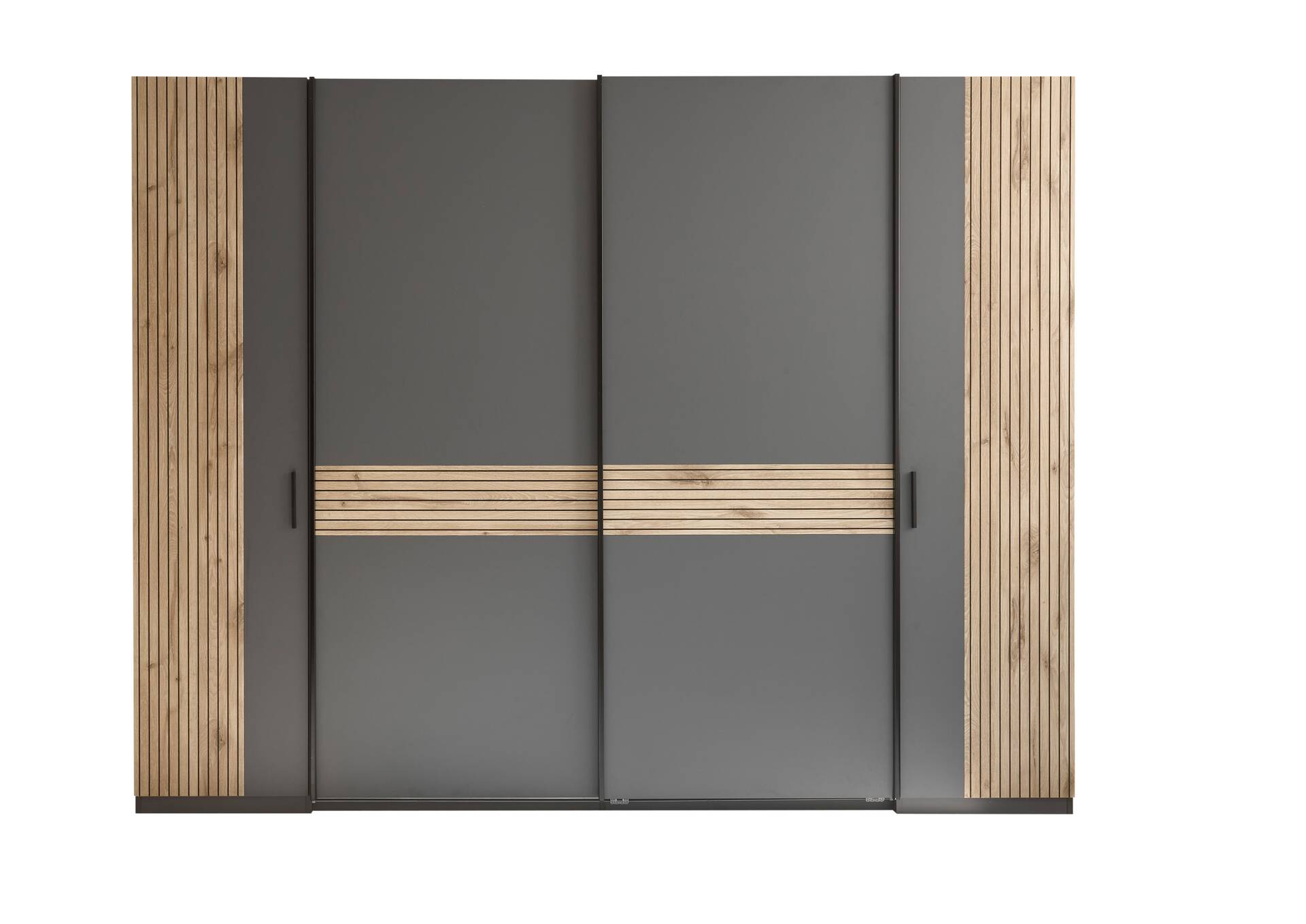 DETROIT Kleiderschrank, Material Dekorspanplatte, graphit/Eiche hell Nachbildung 