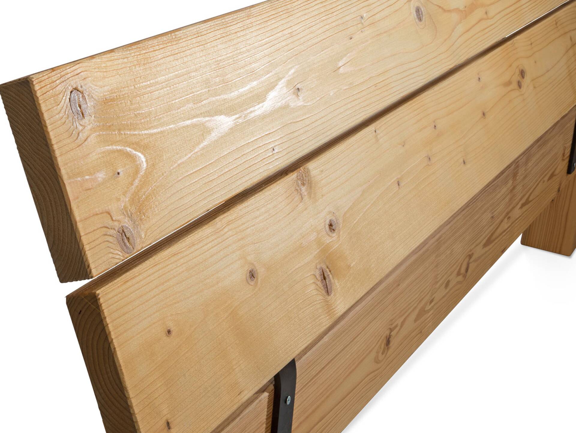 CURBY 4-Fuß-Bett mit Kopfteil, Material Massivholz, rustikale Altholzoptik, Fichte 90 x 200 cm | natur | Komforthöhe