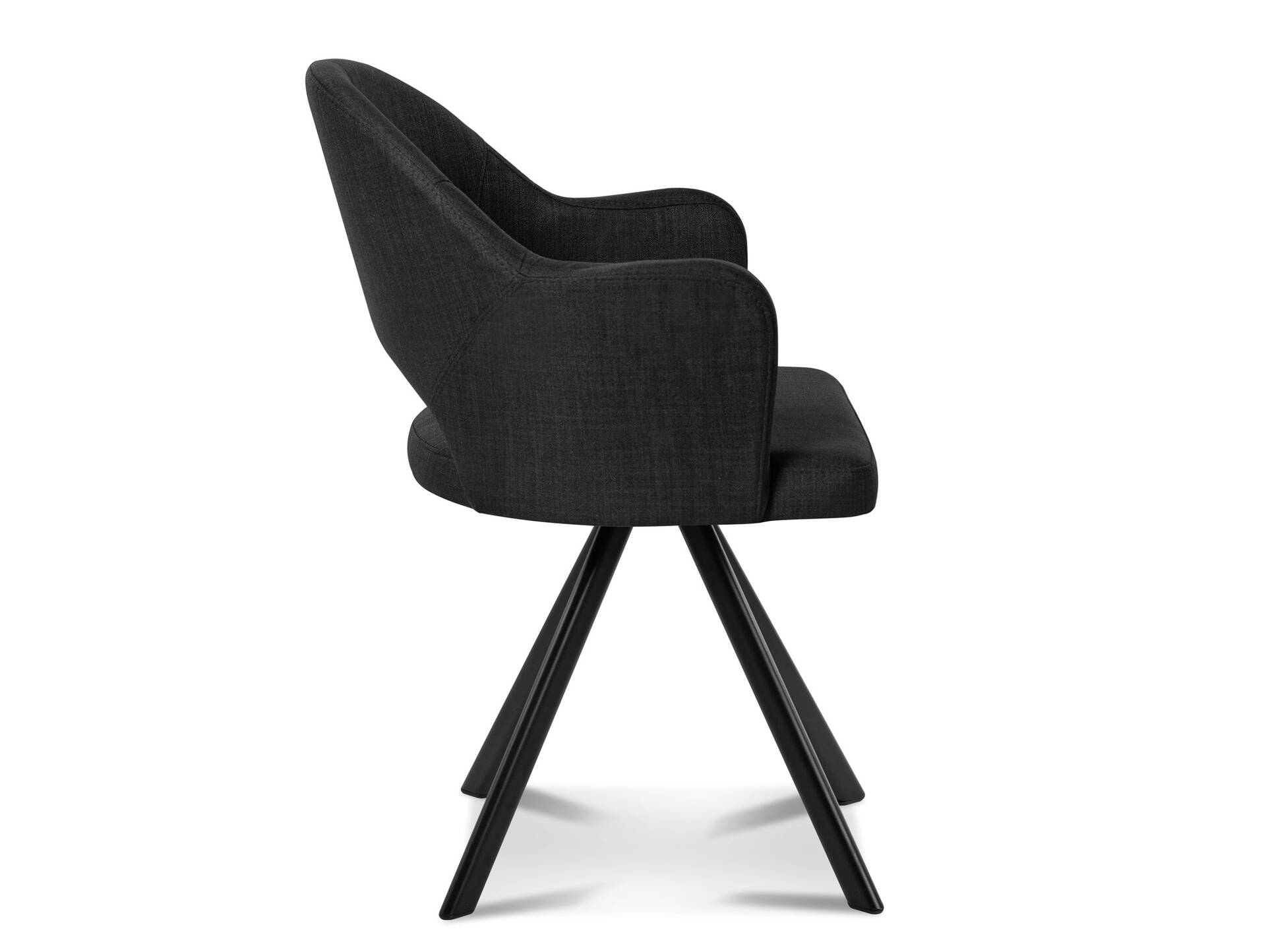 DOLORA 2er SET Schalenstühle, Gestell Eisen schwarz ohne Drehfunktion | Stoff | anthrazit