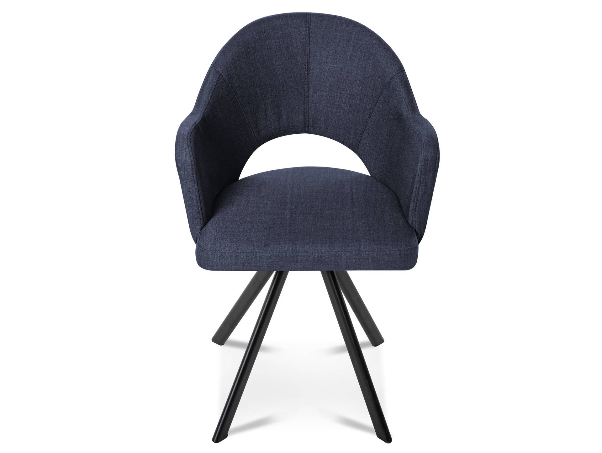 DOLORA 2er SET Schalenstühle, Gestell Eisen schwarz ohne Drehfunktion | Stoff | blau