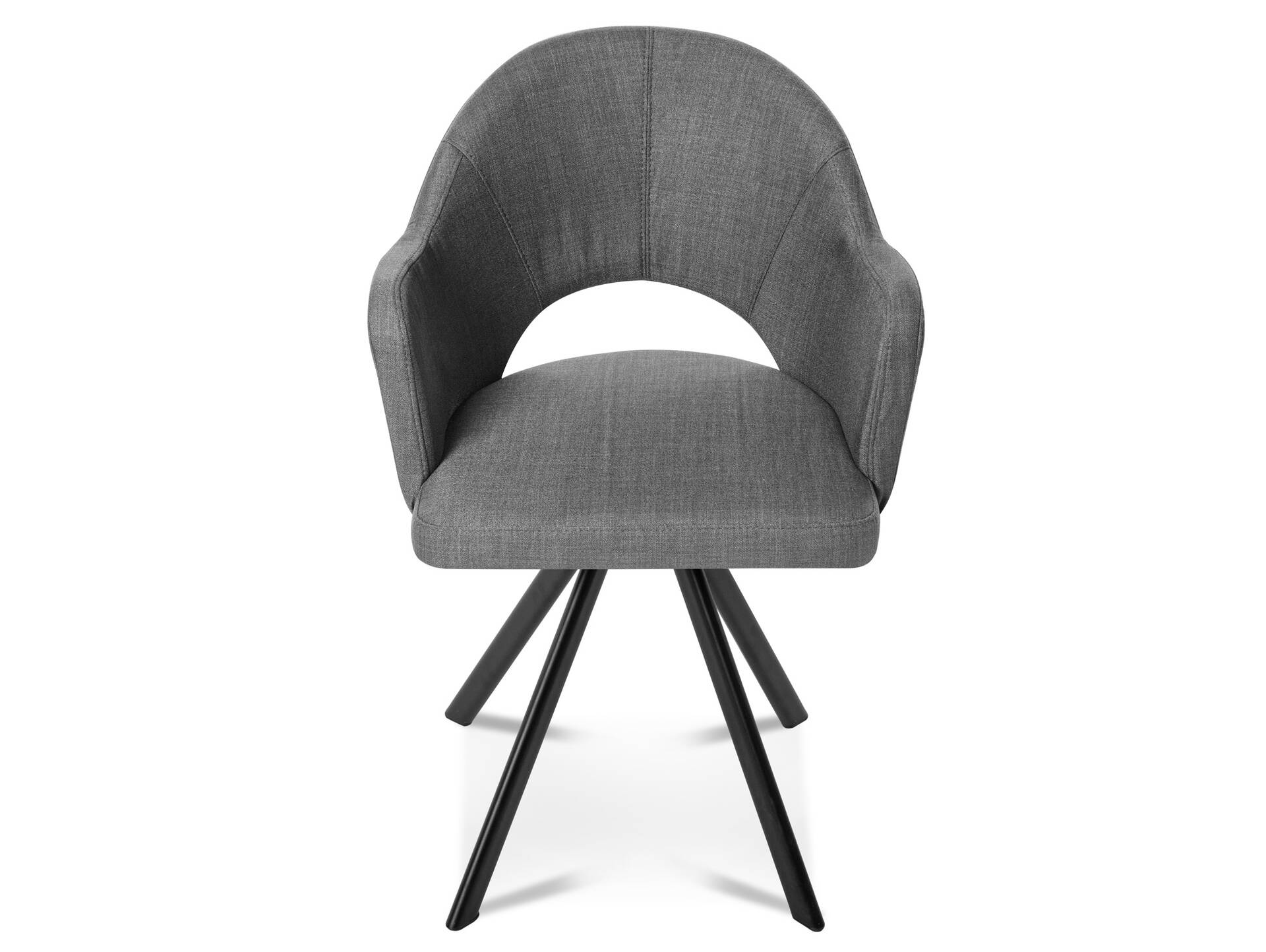 DOLORA 2er SET Schalenstühle, Gestell Eisen schwarz ohne Drehfunktion | Stoff | grau