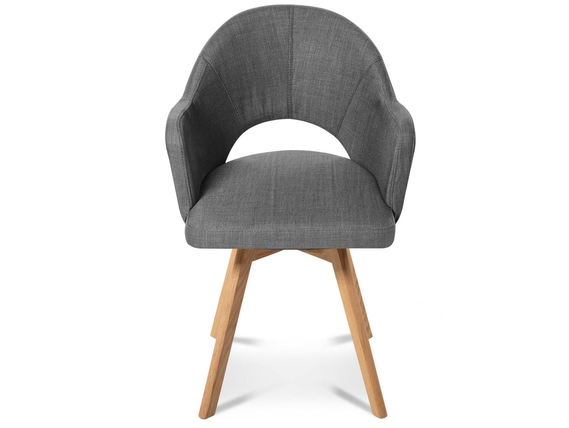 DOLORA 2er SET Schalenstühle, Gestell Massivholz ohne Drehfunktion | Stoff | grau